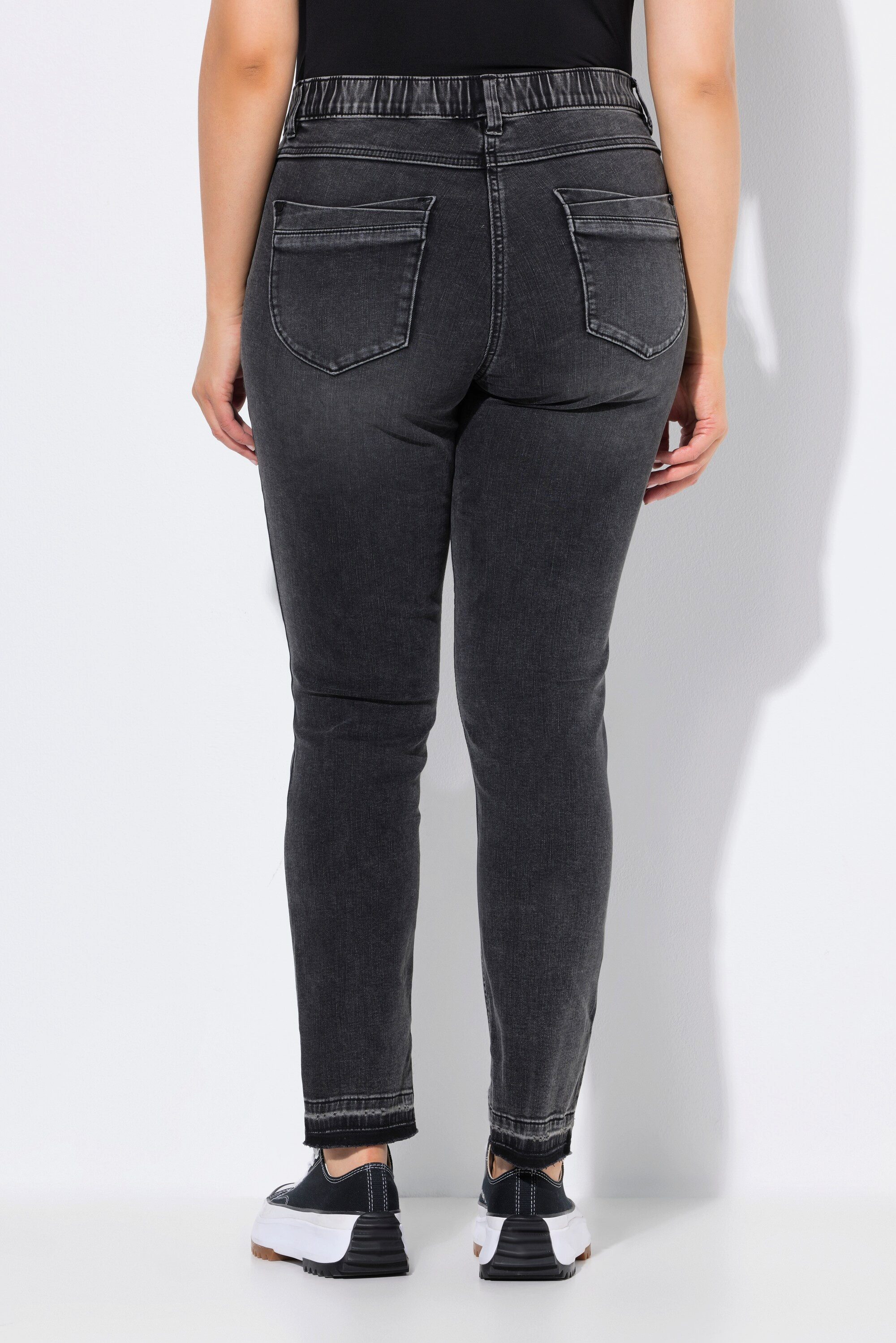 Ulla Popken 5-Pocket-Jeans Jeans Sarah Fransensaum schmales Bein Komfortbund