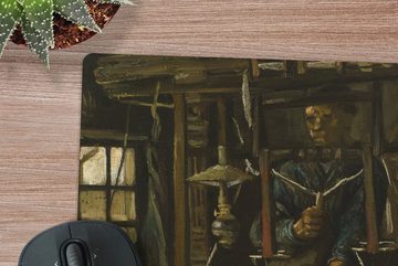 MuchoWow Gaming Mauspad Die Weberin - Vincent van Gogh (1-St), Mousepad mit Rutschfester Unterseite, Gaming, 40x40 cm, XXL, Großes