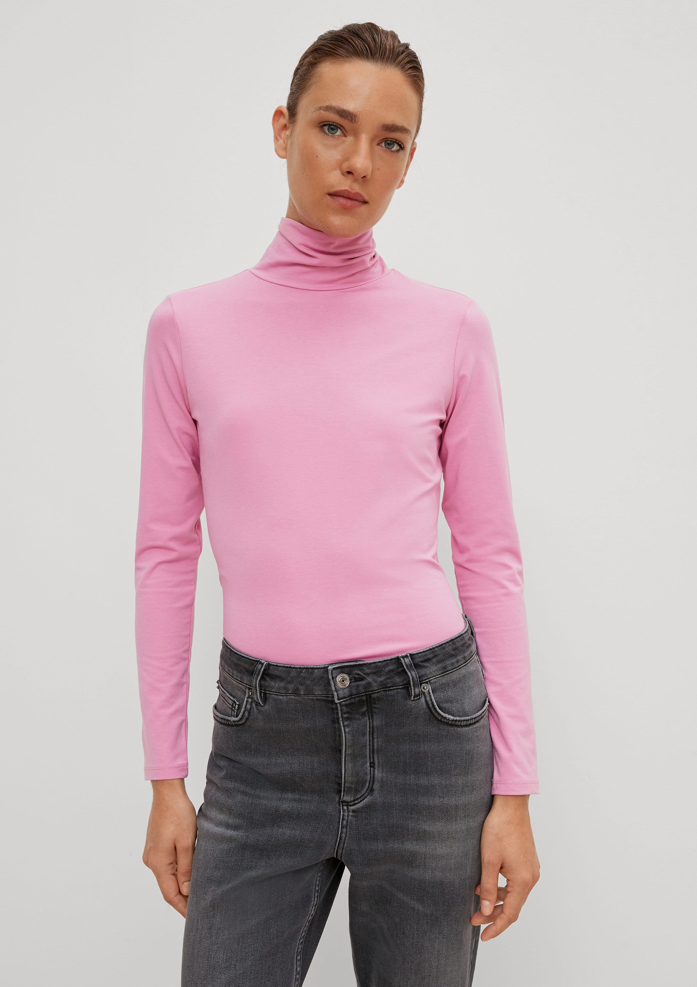 comma casual identity Langarmshirt Turtleneck rosa Modalmix aus