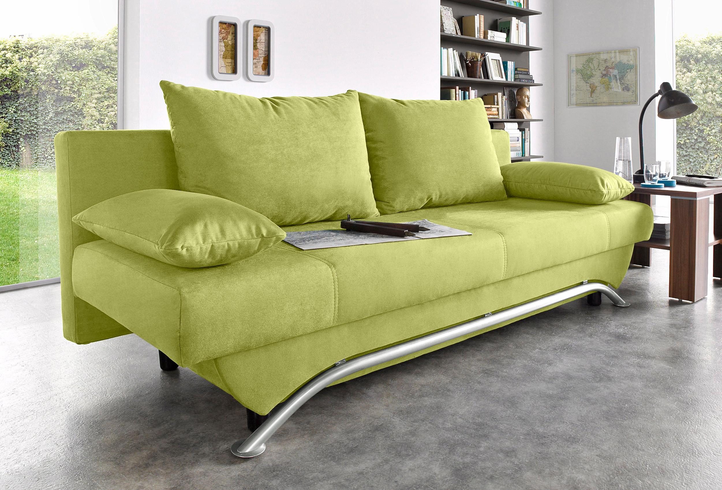 Schlafsofa mit Luxus-Microfaser ALCATOP in grün - nur 199,99€