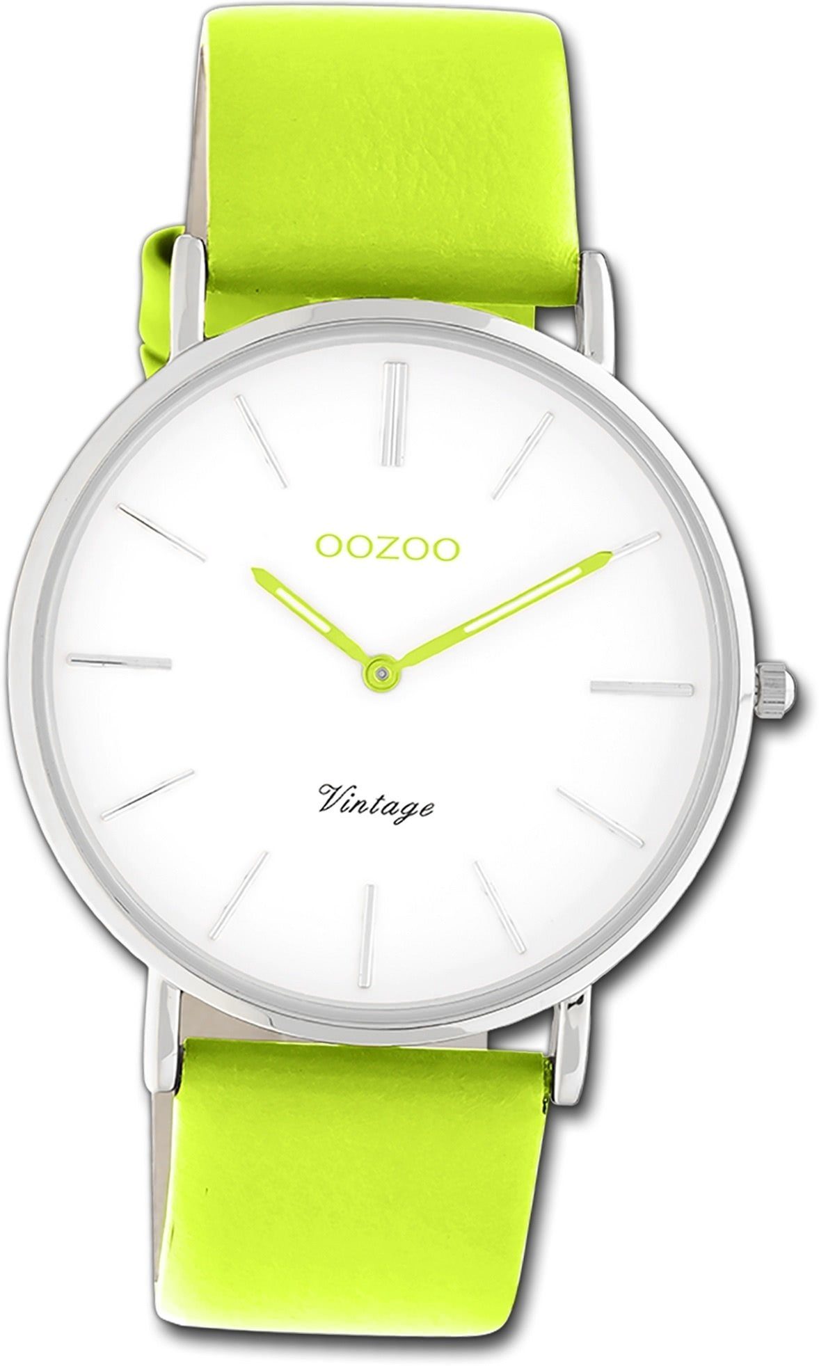 rundes Damen OOZOO Vintage hellgrün, Lederarmband Armbanduhr Gehäuse, 40mm) Quarzuhr groß Series, Oozoo (ca. Damenuhr