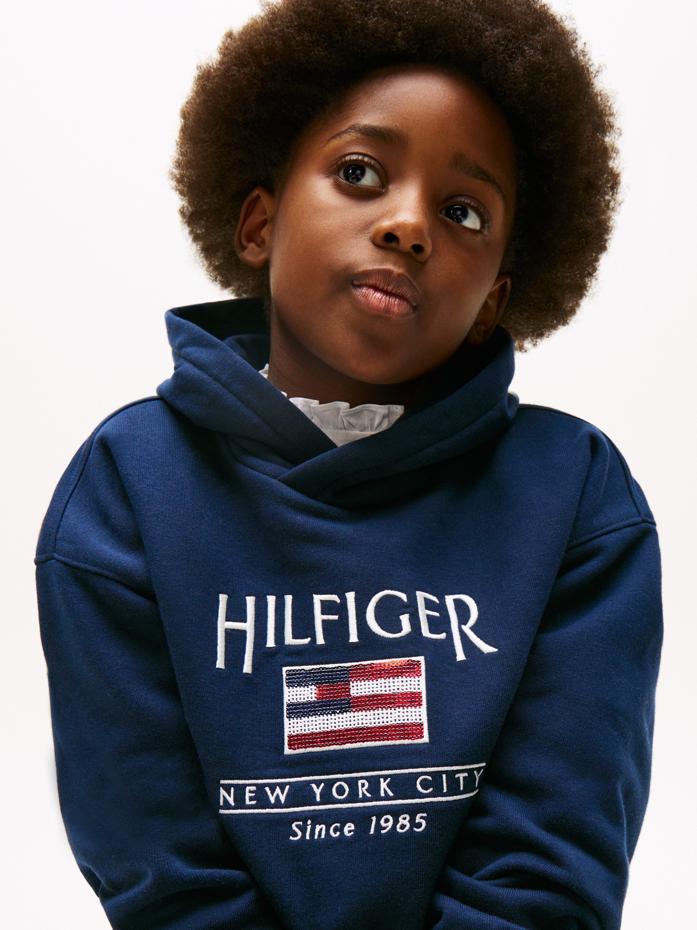 Tommy Hilfiger Kapuzensweatshirt HILFIGER SEQUIN FLAG HOODIE mit Pailetten, mit Logostickereien