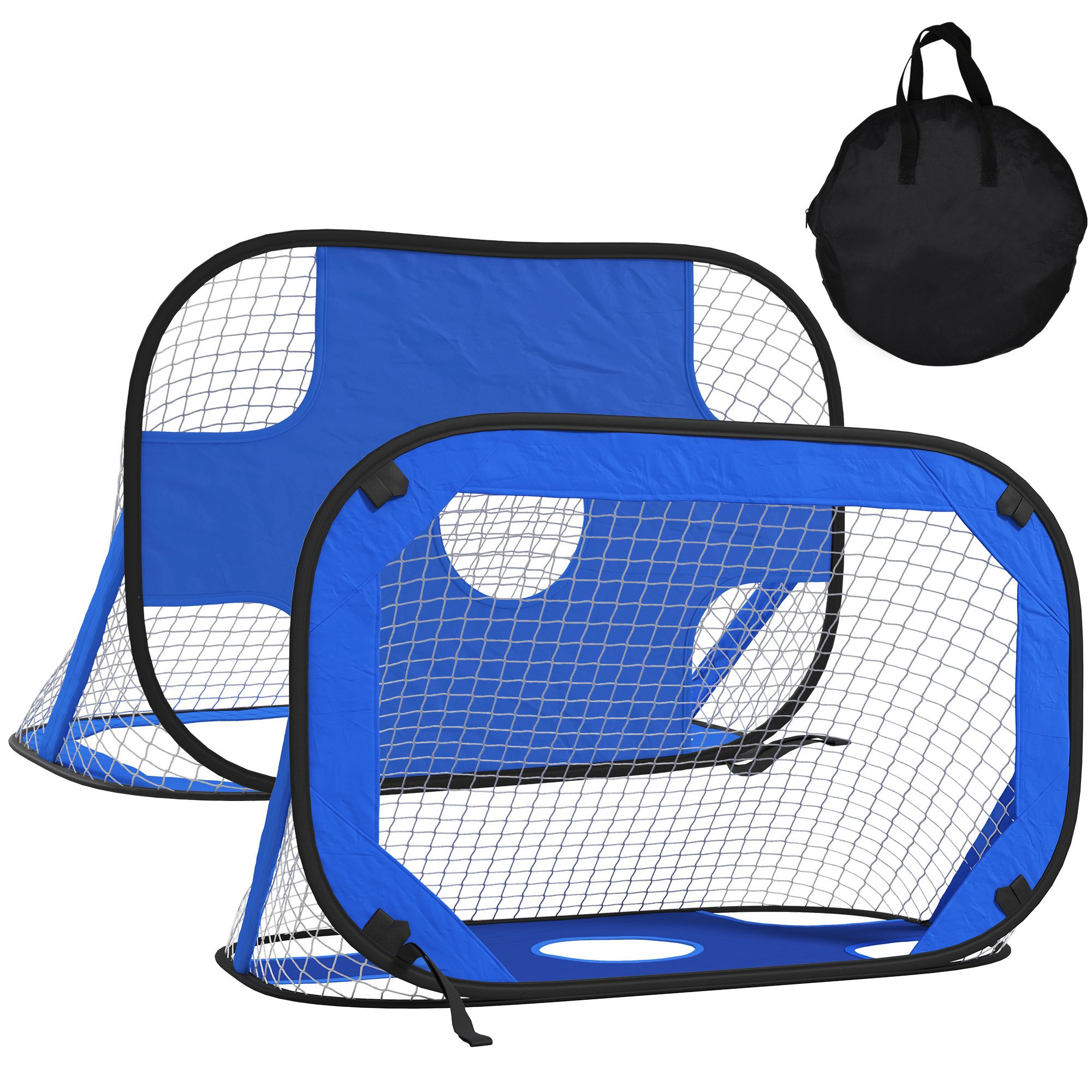 Fußballtor 2er Set tragbare faltbare Minitore mit Tragetasche Blau