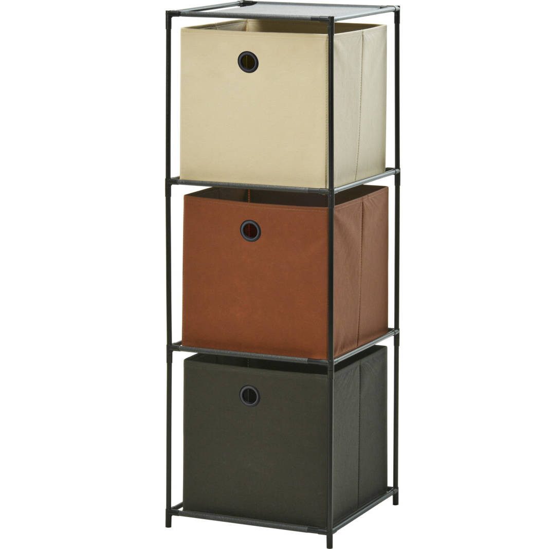 Storage solutions Wandregal Regal mit drei Stoffkörben, 35 x 35 x 102 cm