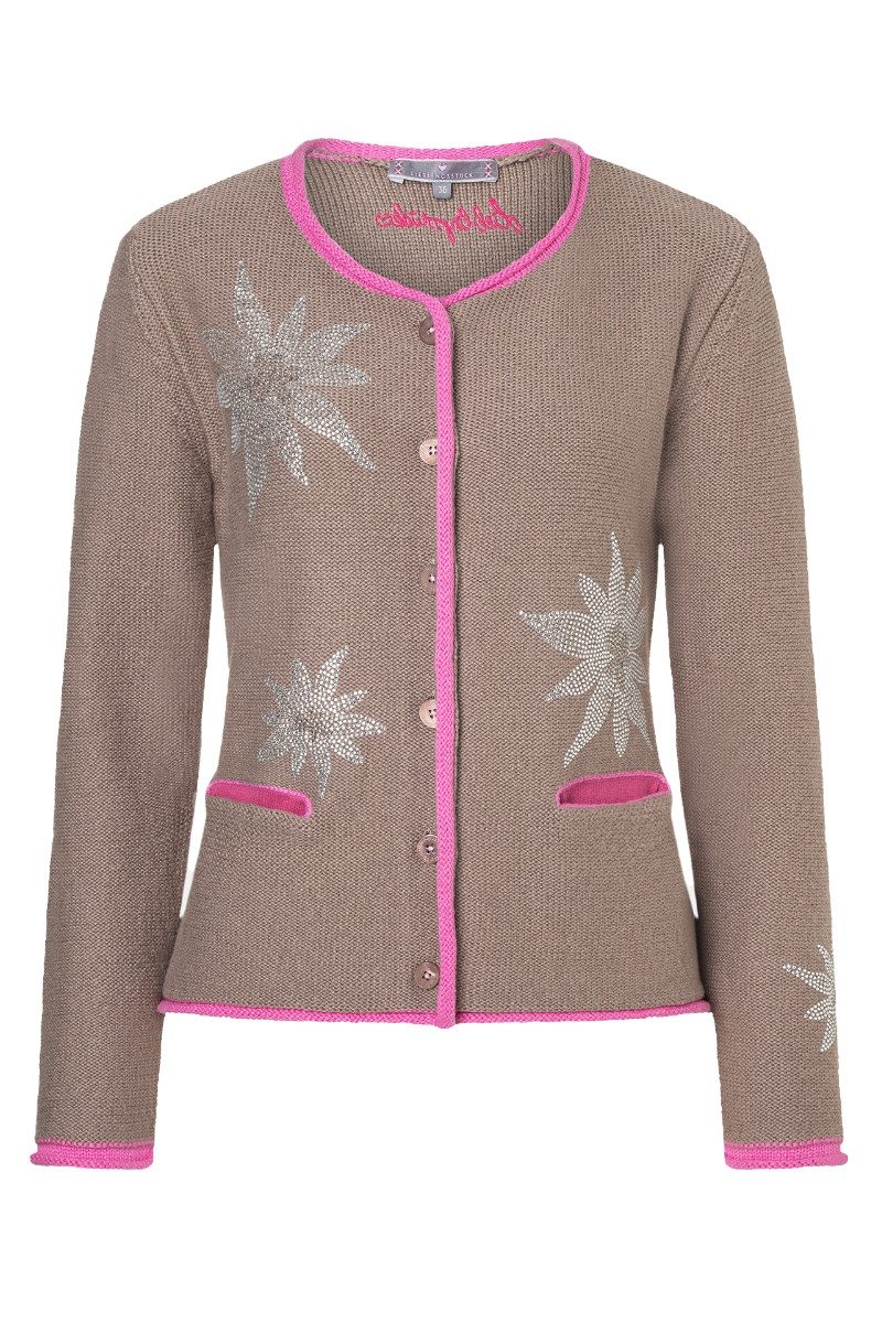 Lieblingsstück Trachtenstrickjacke Strickjacke Damen - ZOFIA - taupe – Bild 4 von 5