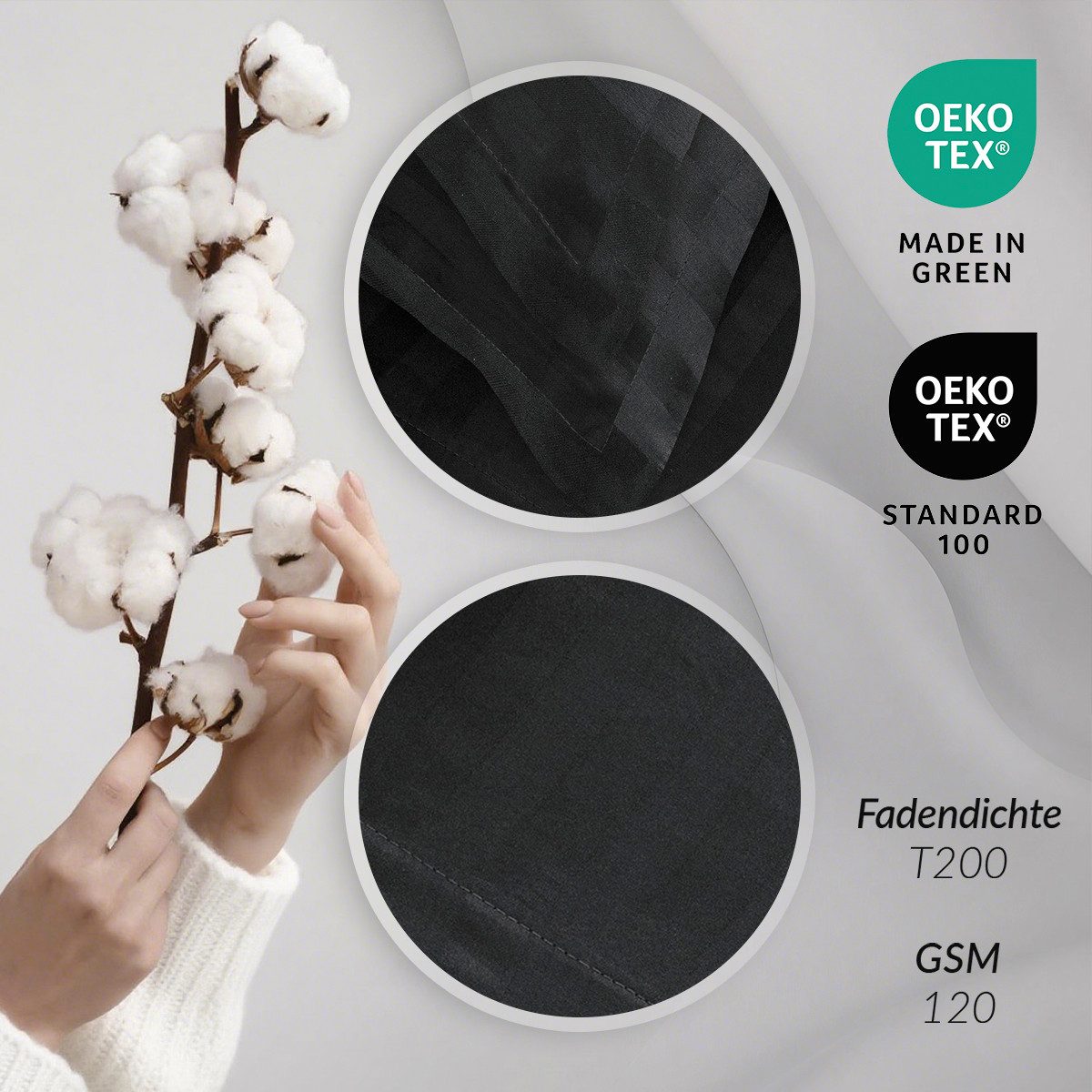 Pure cottom Bettwäsche Baumwoll-Satin Bettwäsche schwarz, Baumwoll-Satin, v günstig online kaufen