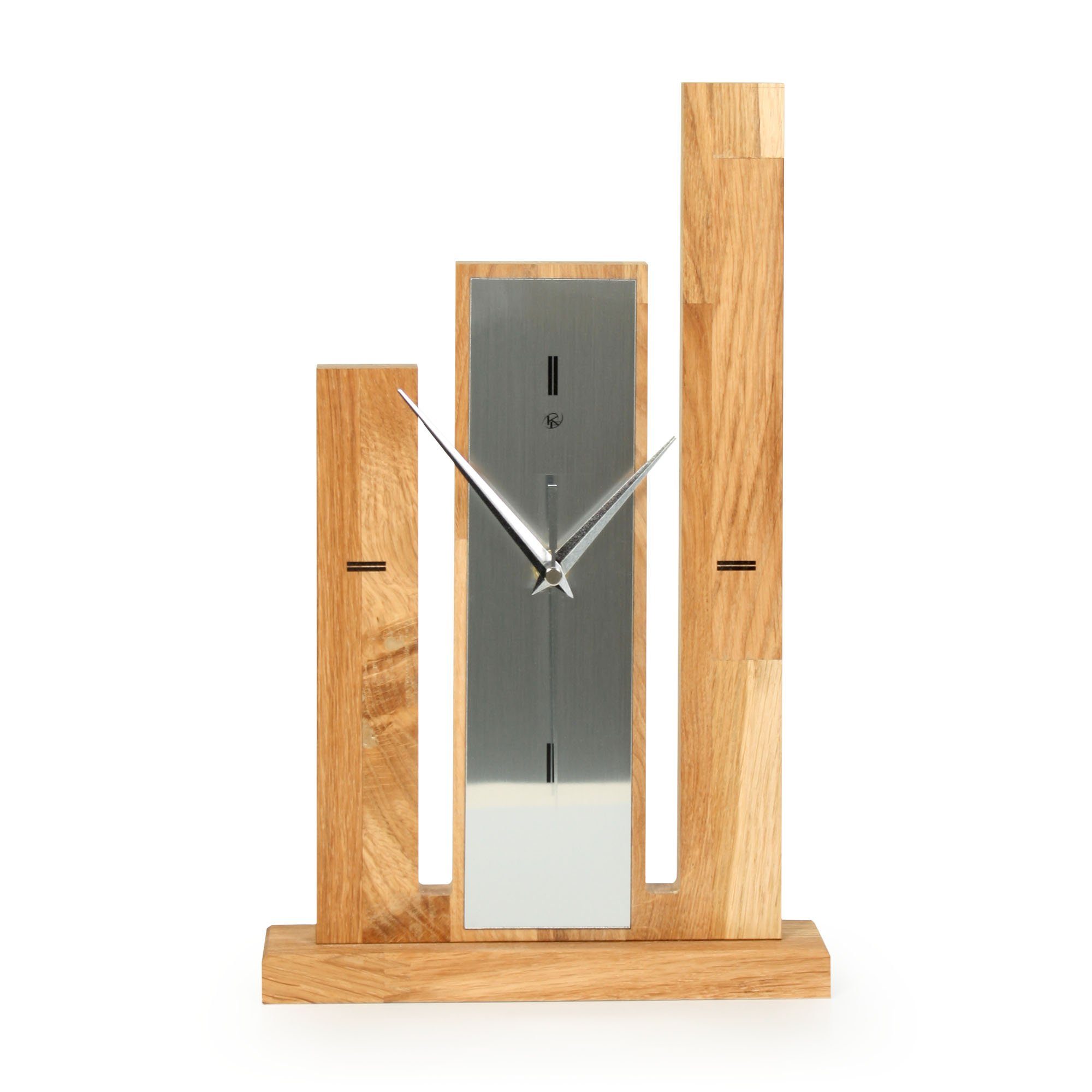 Kreative Feder Standuhr Designer-Standuhr "Stairs" aus Massivholz, ohne Ticken; Funk- oder Quarzuhrwerk; elegant, außergewöhnlich, modern