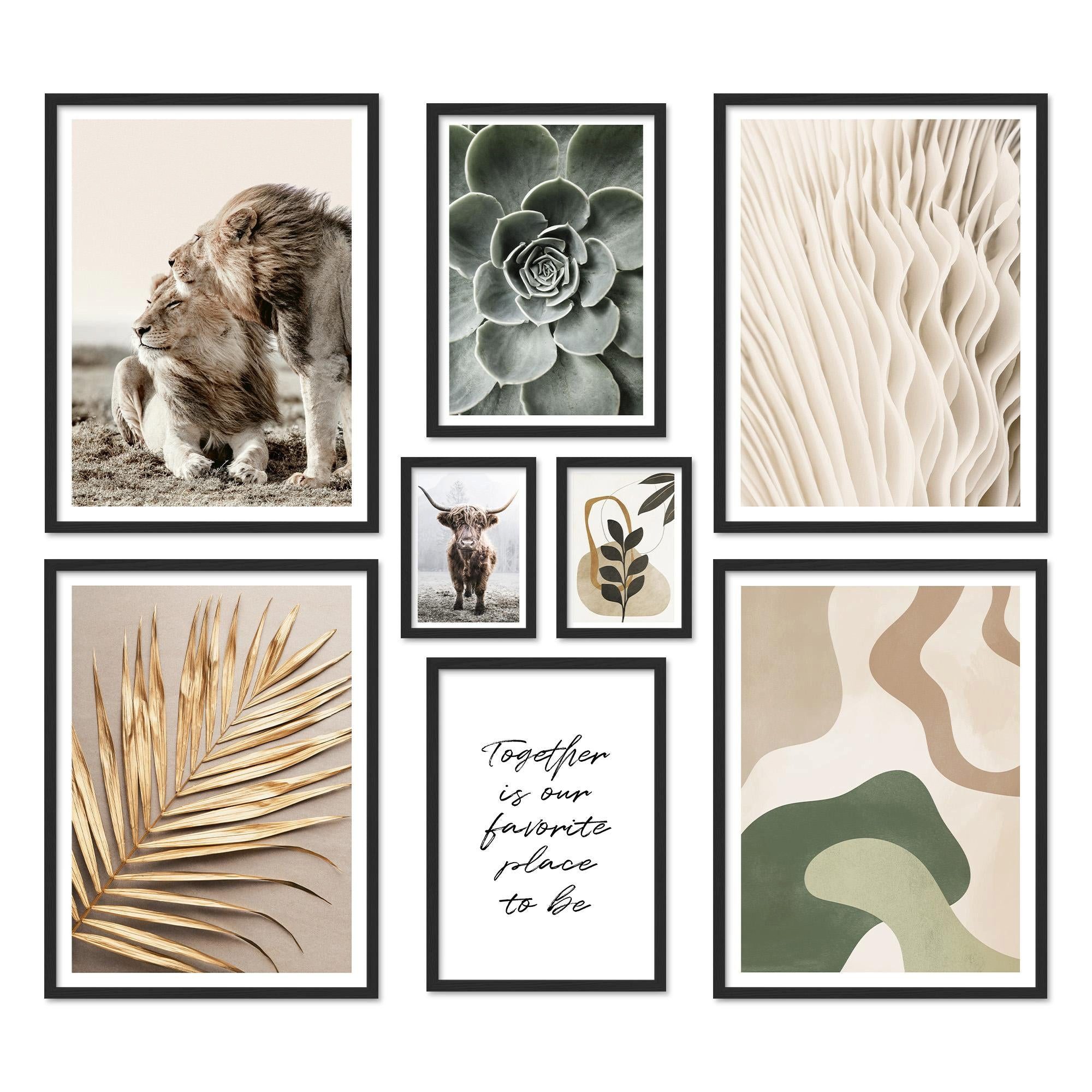 ARTFAVES Bilder-Collage Poster Set Abstract Nature I mehrteilige Bilderwand I Wandbilder Beige, (Wandbilder modern, 8 St)