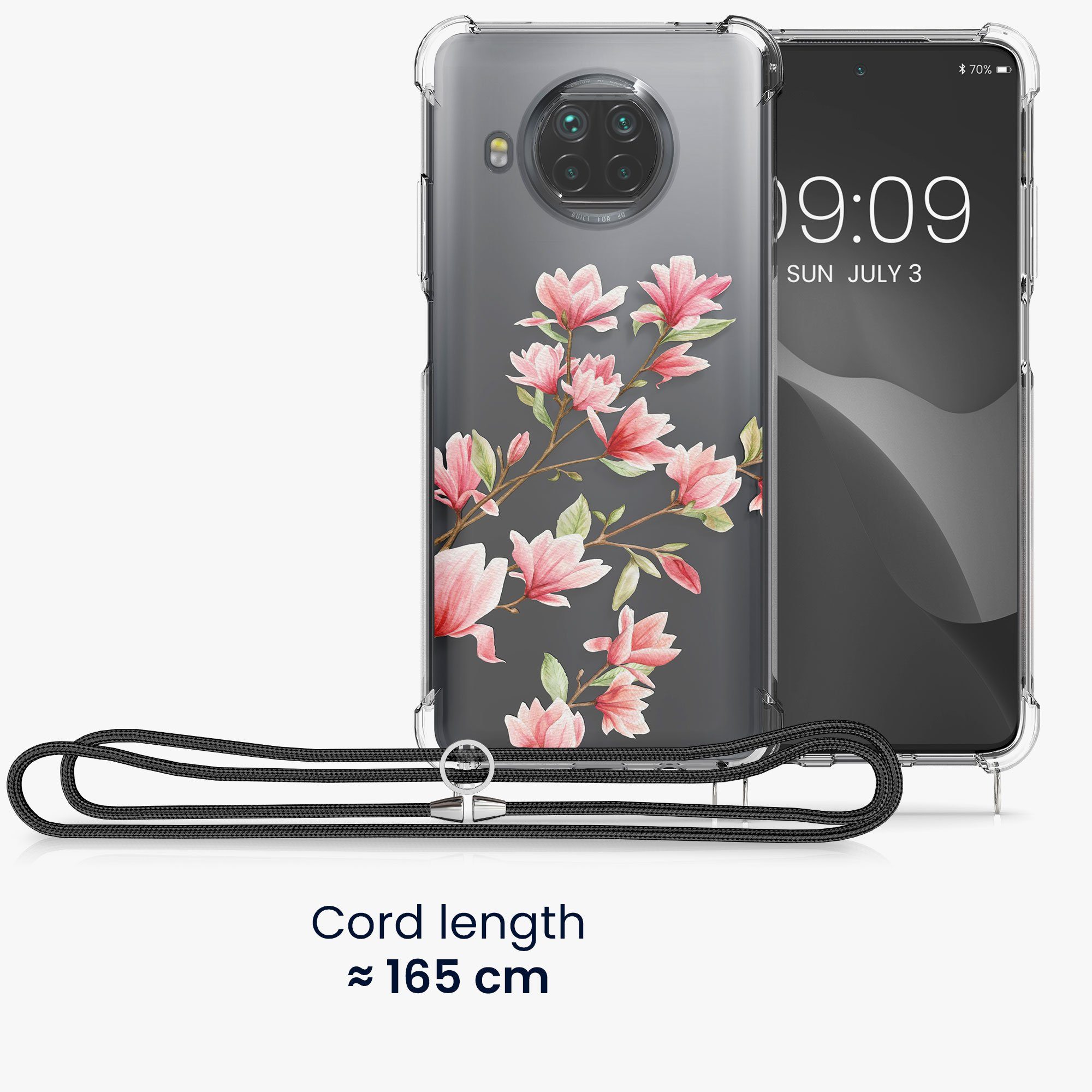 kwmobile Handyhülle Hülle für Xiaomi Mi 10T Lite, Silikon Handyhülle mit Kette - Handykette Handyband