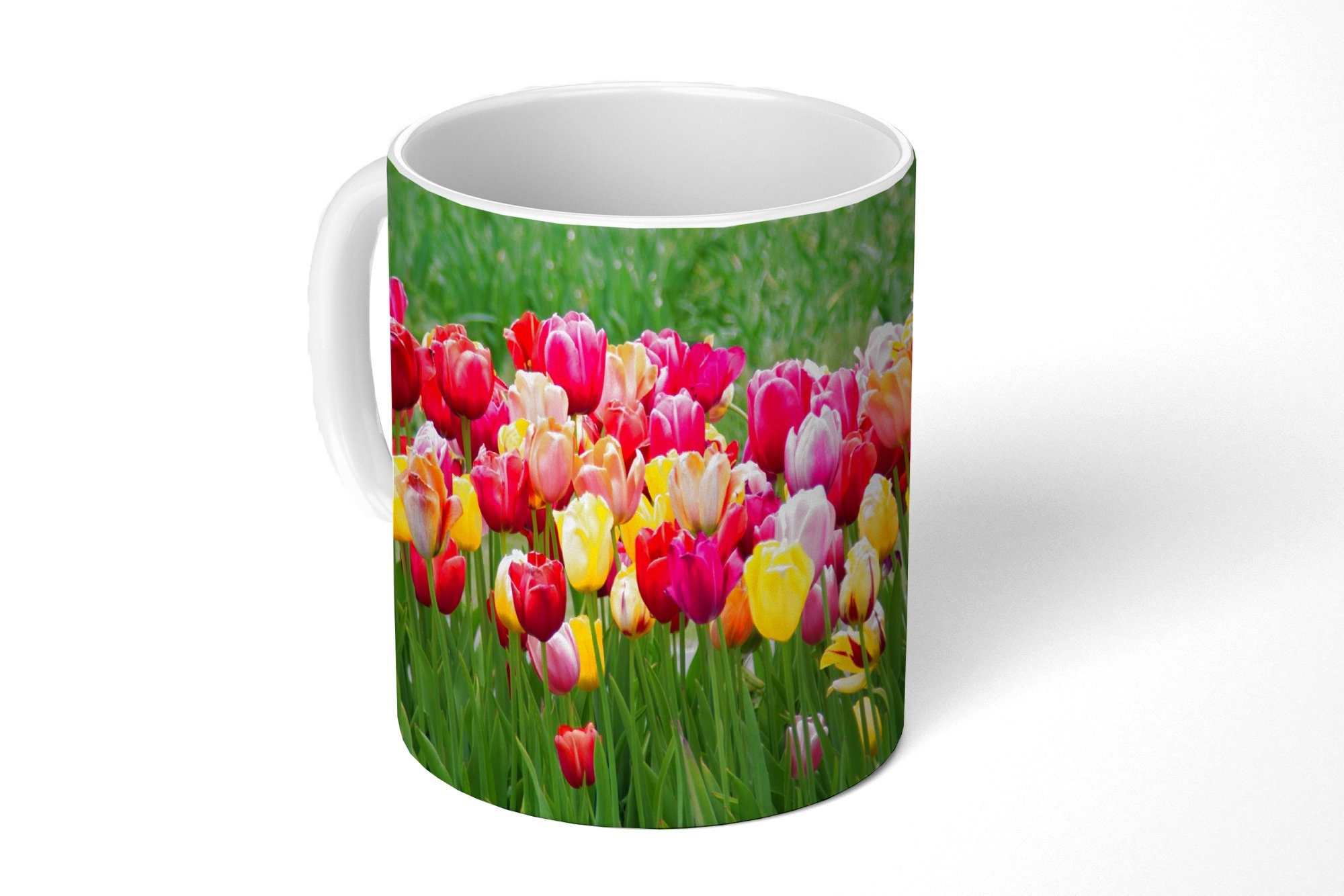 MuchoWow Tasse Ein Rundblick über die Tulpenfelder, Keramik, Kaffeetassen, Teetasse, Becher, Teetasse, Geschenk