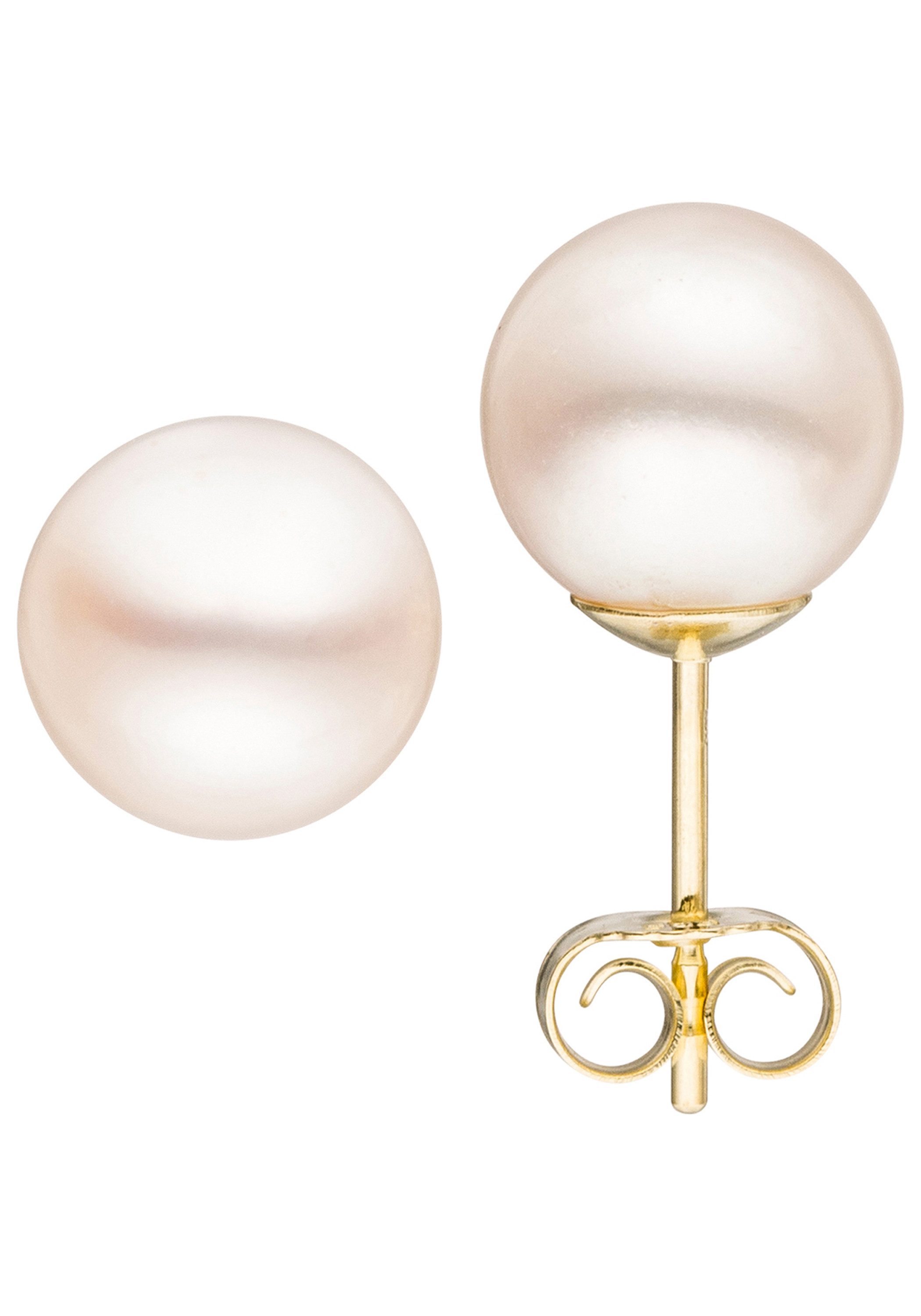 JOBO Paar Ohrstecker, 585 Gold mit Süßwasser-Zuchtperlen 8,5 mm