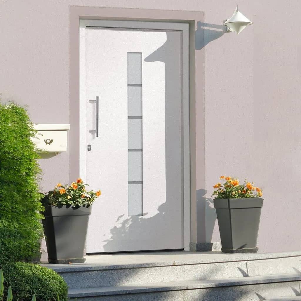 vidaXL Haustür 100 x 200 cm Haustür Aluminium und PVC Weiß 100x200 cm Eingangstür Auß