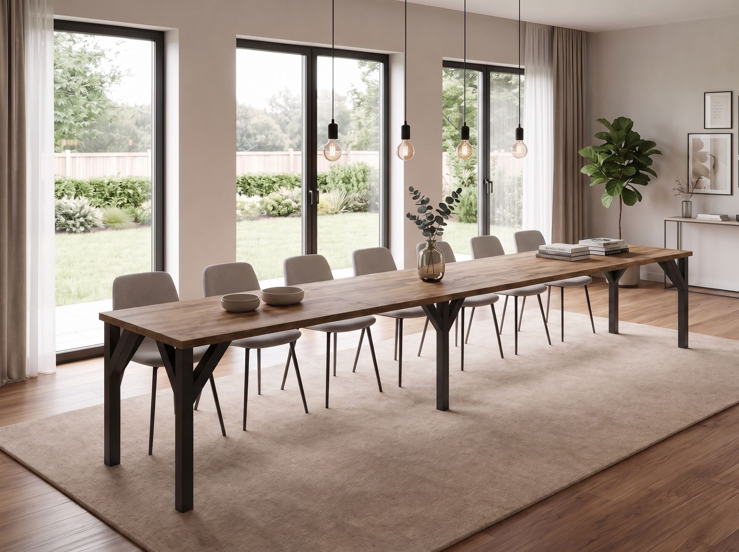 Endo-Moebel Kulissen-Esstisch XXL Dunaj 130-405cm ausziehbar erweiterbar extra groß 4m lang (1 Tisch), für 10-12 Personen, breit, riesiger Designtisch, Funktionstisch modern