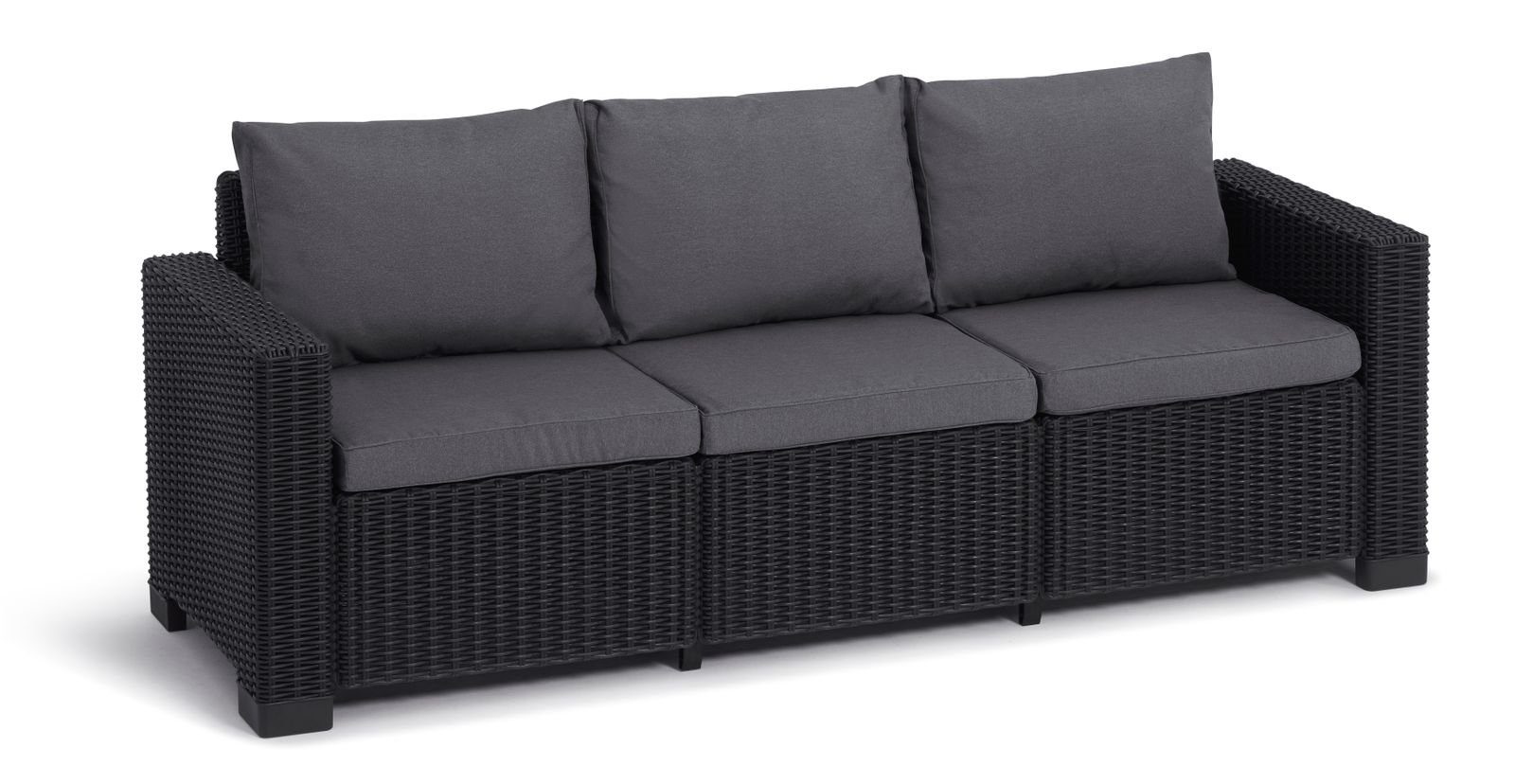 Allibert Loungesofa Allibert California 3 Sitzer Loungesofa anthrazit - Rattanoptik