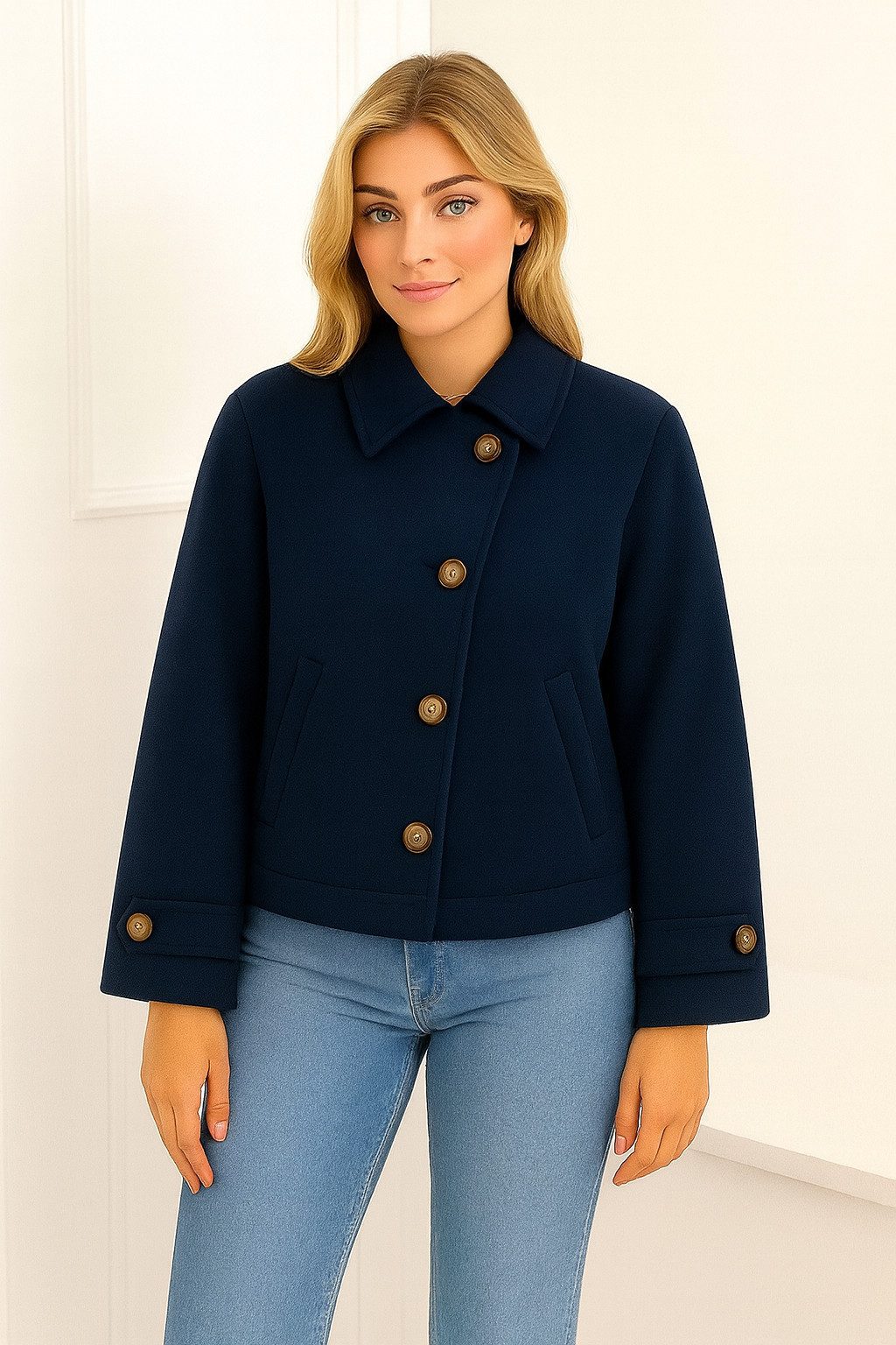 Worldclassca Kurzmantel Worldclassca Einreihiger Trenchcoat Jacke Crop Poncho Fledermausjacke Neue Kollektion - Stilvolle und gemütliche Mode für Damen