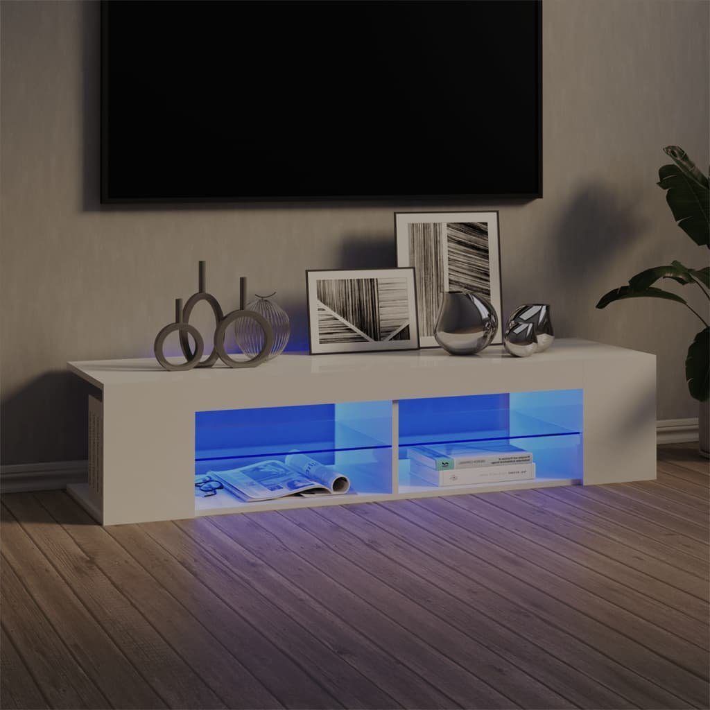 vidaXL TV-Schrank TV-Schrank mit LED-Leuchten 135x39x30 (1-St) Hochglanz-Weiß cm