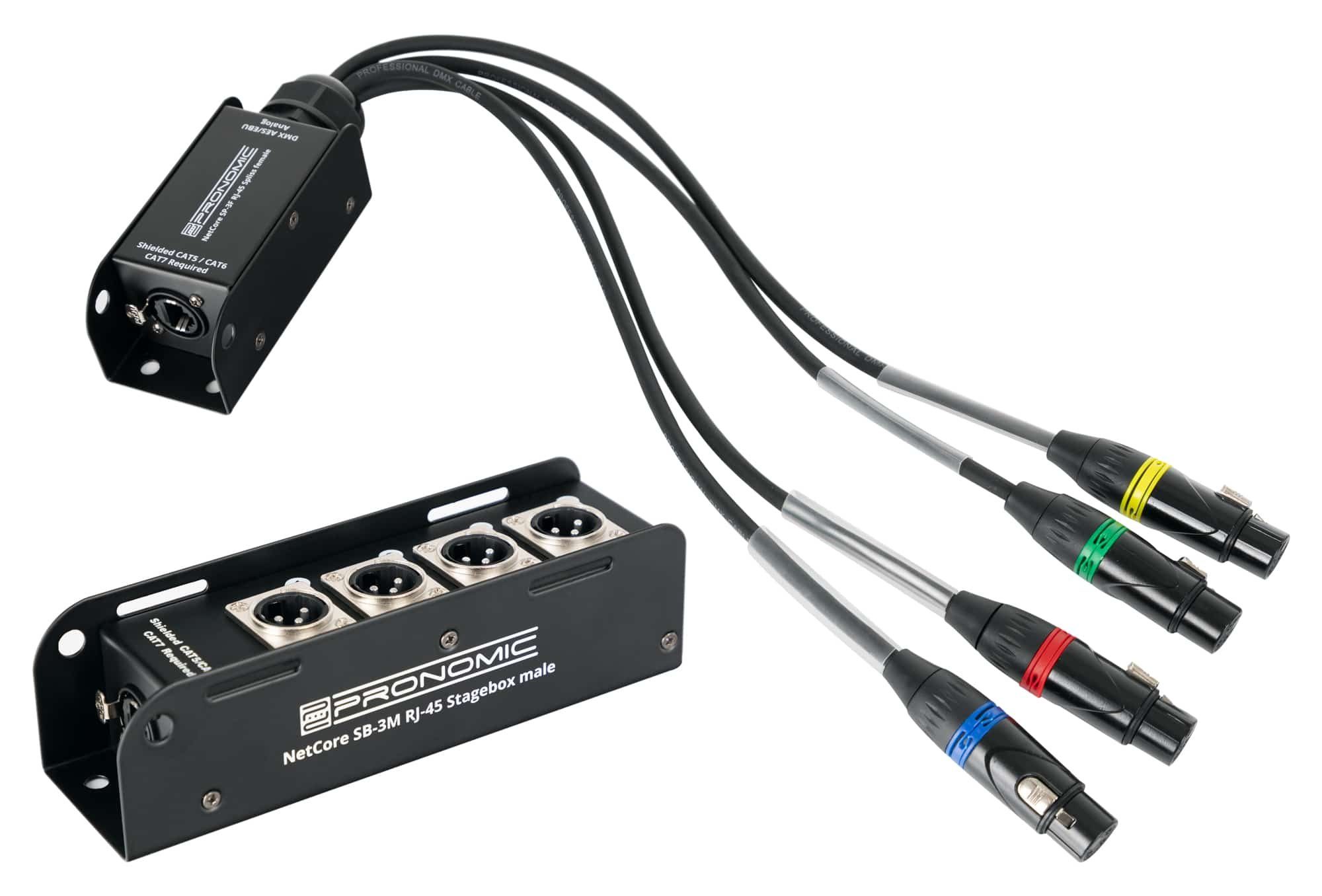 Pronomic NetCore SB-3M/SP-3F Set Audio-Kabel, XLR-Buchsen (female),  XLR-Buchsen (male), zur Übertragung analoger oder digitaler Signale über  Netzwerkabel