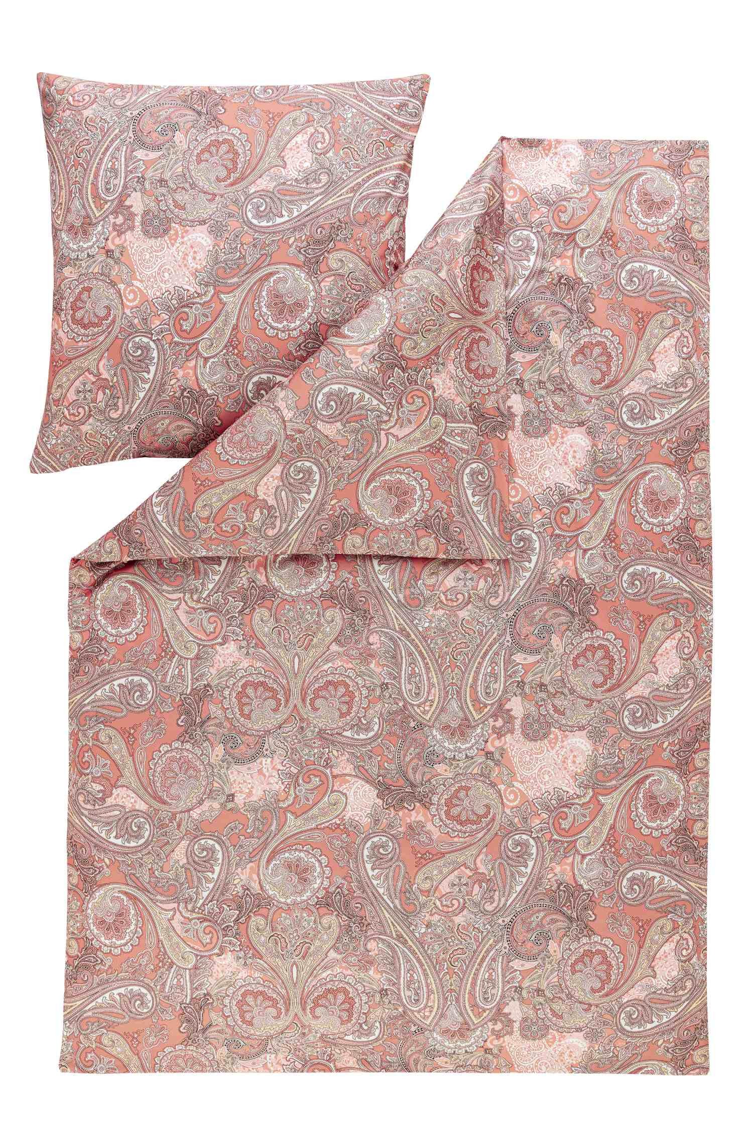 Bettwäsche Estella Mako-Satin Bettwäsche 155x220 Elarda Paisley orange lachs