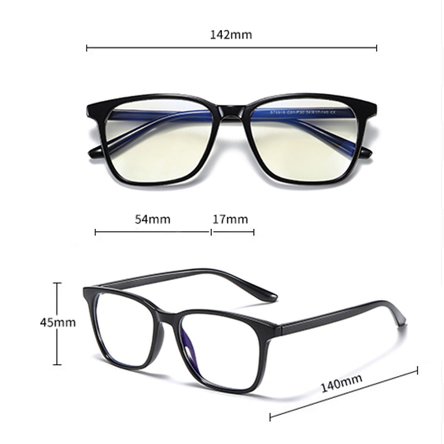 BlendschutzBlaulicht-Schutzbrillen ohne Sehstärke Blendschutz Schwarz MAGICSHE Retro Lesebrille