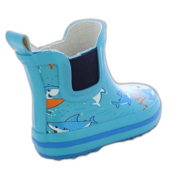 Beck Kleinkinder Gummistiefel Little Sharks Gummistiefel (wasserdichte Kurzstiefel aus weichem Naturkautschuk) mit seitlichen Gummi-Einsätzen für leichtes An- und Ausziehen