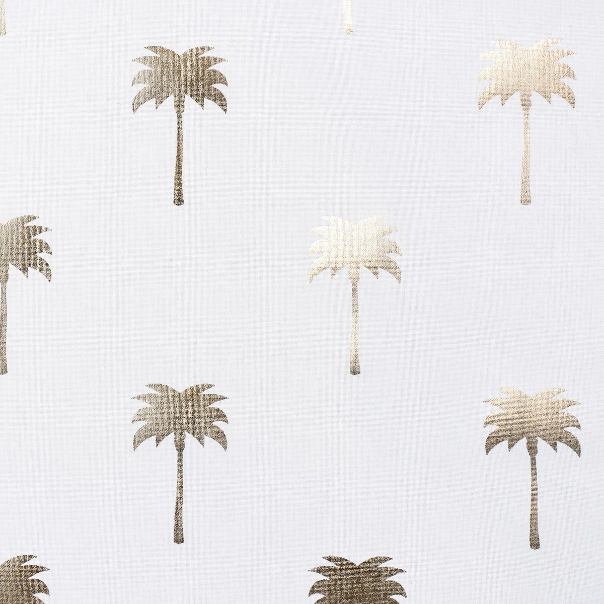 SCHÖNER LEBEN. Stoff Dekostoff Halbpanama Metallikdruck Palmen weiß gold metallic 1,40m, mit Metallic-Effekt