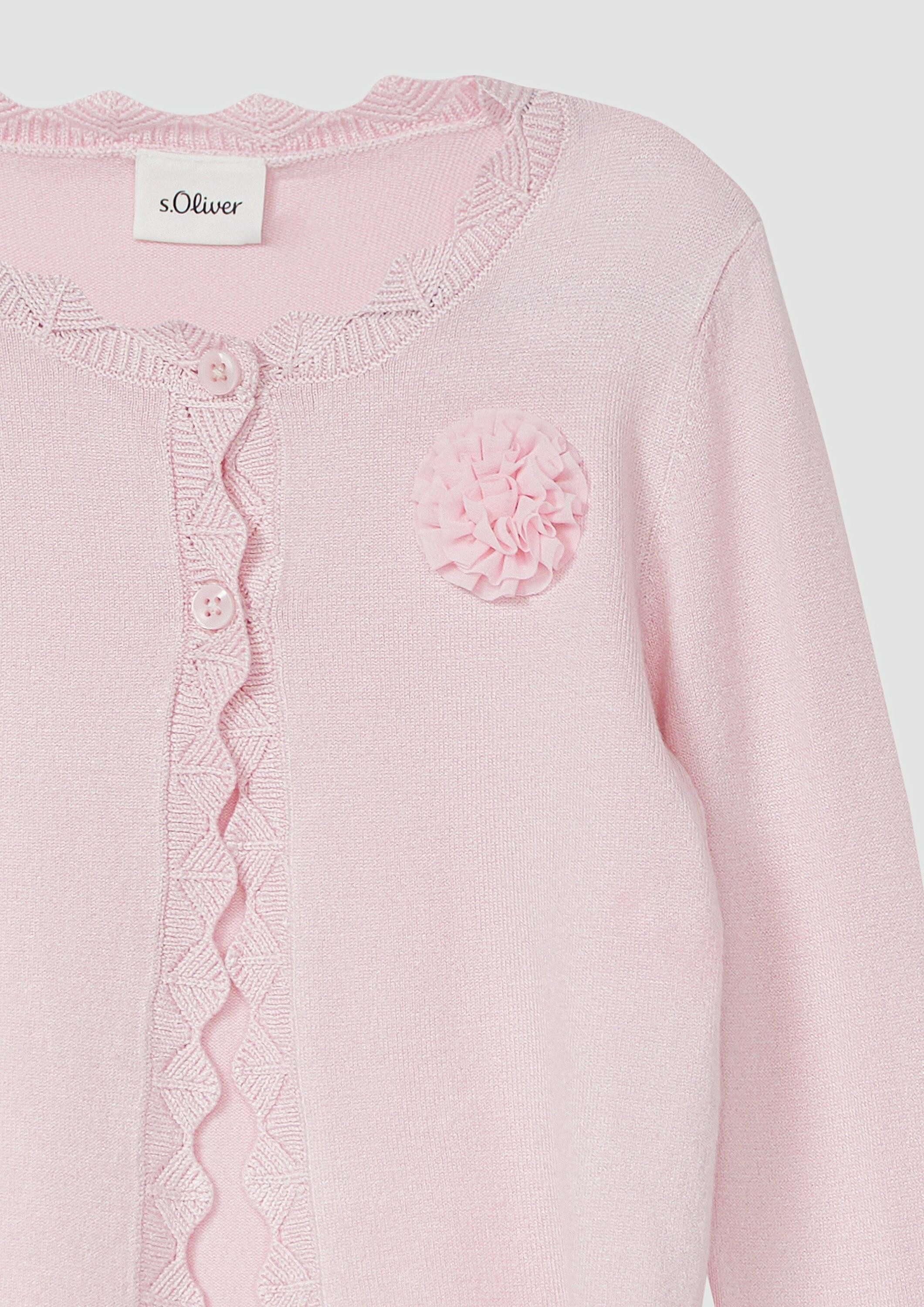 s.Oliver Cardigan Strickjacke Feinstrickjacke mit Zierkante und Applikation