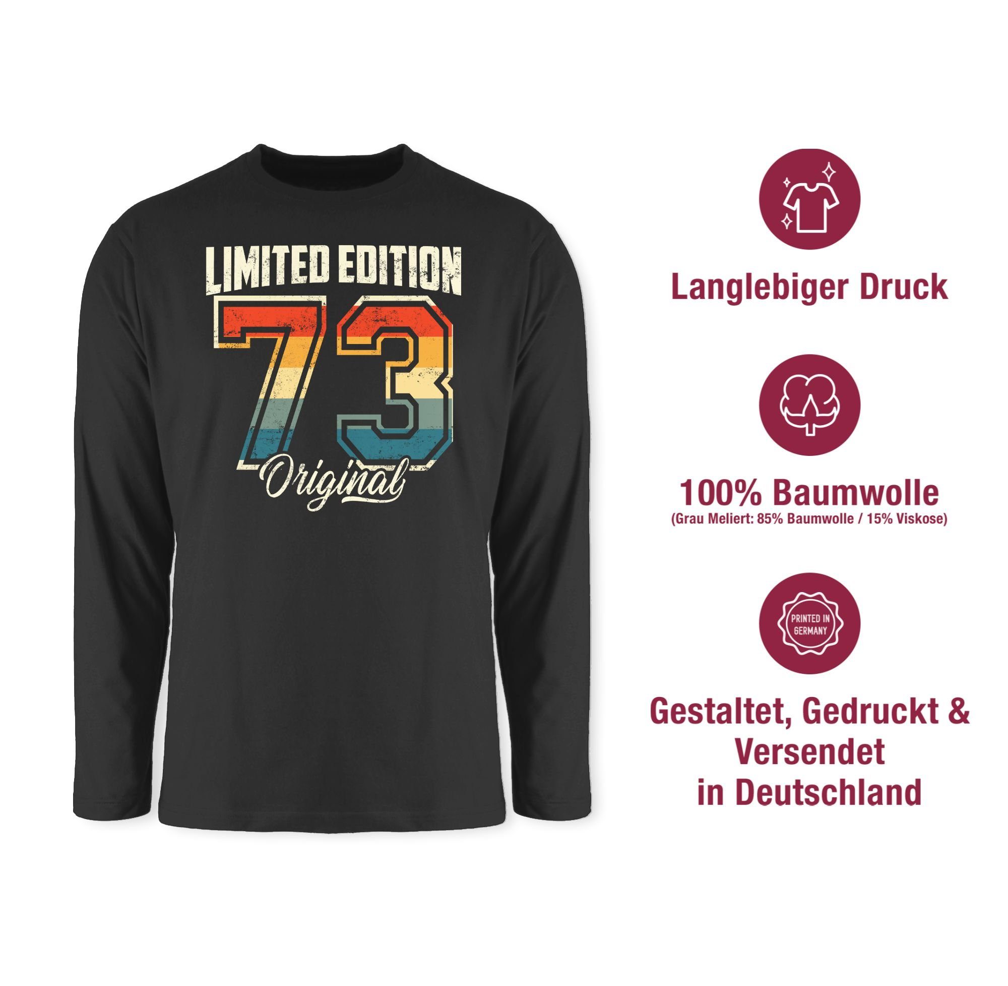 2 50. Original Schwarz Geburtstag Limited Edition Rundhalsshirt 1973 Shirtracer