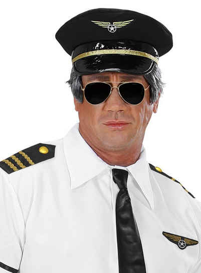 Widdmann Kostüm Pilot Accessoire-Set, Embleme und Brille - fertig ist der Flugzeugkapitän!