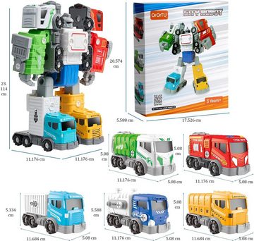 keystar Konstruktionsspielsteine Transformers 5-in-1 Transformationsfahrzeuge für Kinder, (Bausatz für auseinandernehmbare Spielzeugautos, Lernspielzeug Geschenke für Kinder, 23,5cm hoher Roboterbaustein -, 5 St), Einfach zusammenzubauen für Kinder ab 6 Jahren