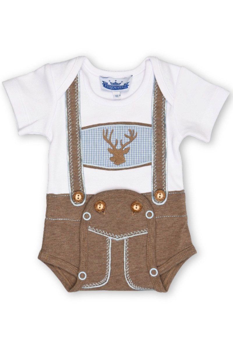 P.Eisenherz Trachtenkleid Baby Body - LEDERHOSE BUAM - weiß/nougat