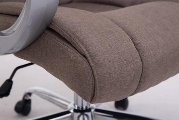 TPFLiving Bürostuhl Apodo mit bequemer Rückenlehne - höhenverstellbar und 360° drehbar (Schreibtischstuhl, Drehstuhl, Chefsessel, Bürostuhl XXL), Gestell: Metall chrom - Sitz: Stoff taupe