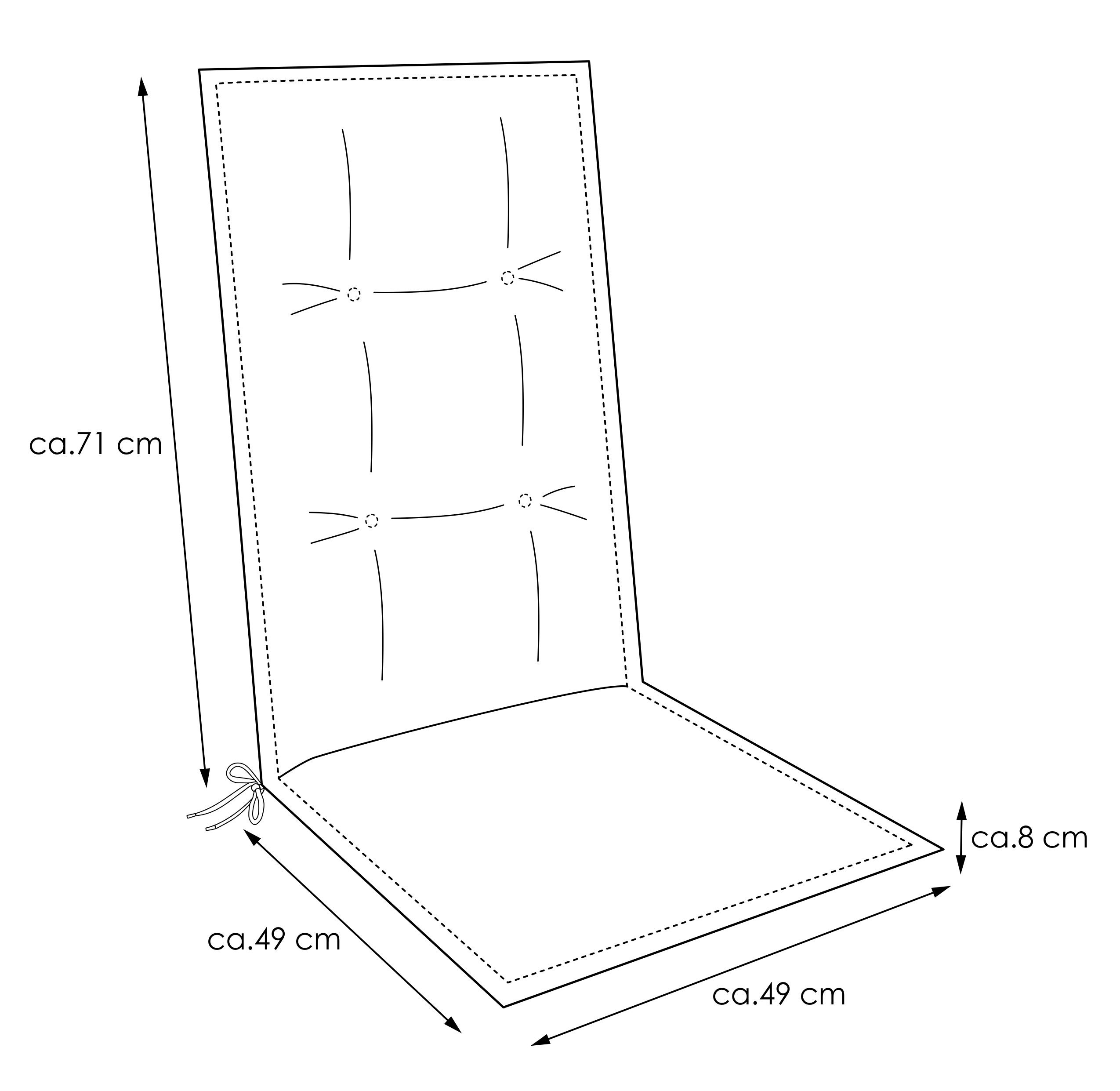 KETTtex Hochlehnerauflage Hochlehner Bali 2384 grau Rosen Royal Garden 120x49x8 cm KETTtex, (1 St)