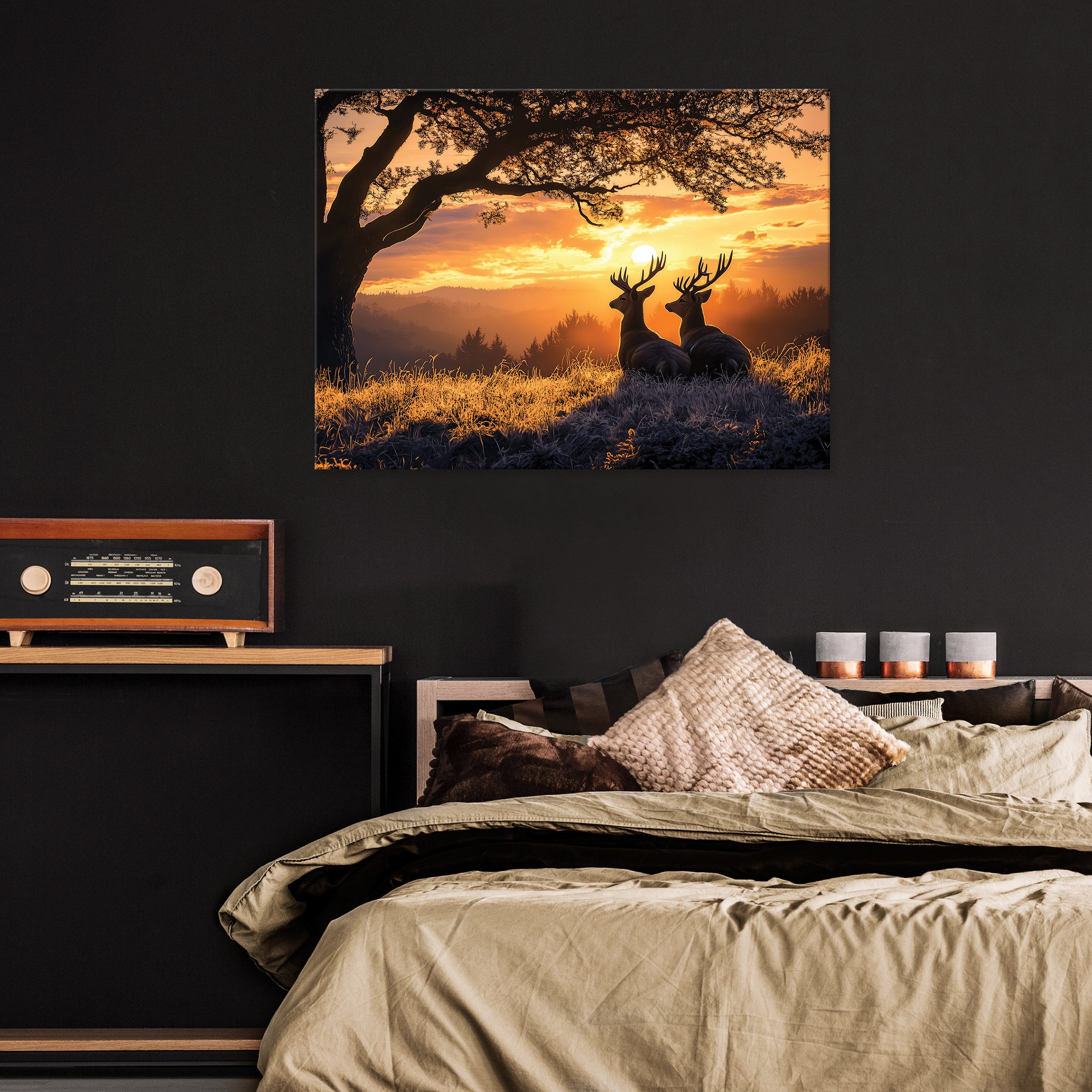 Wallarena Leinwandbild Wald Hirsche Tiere Natur günstig online kaufen