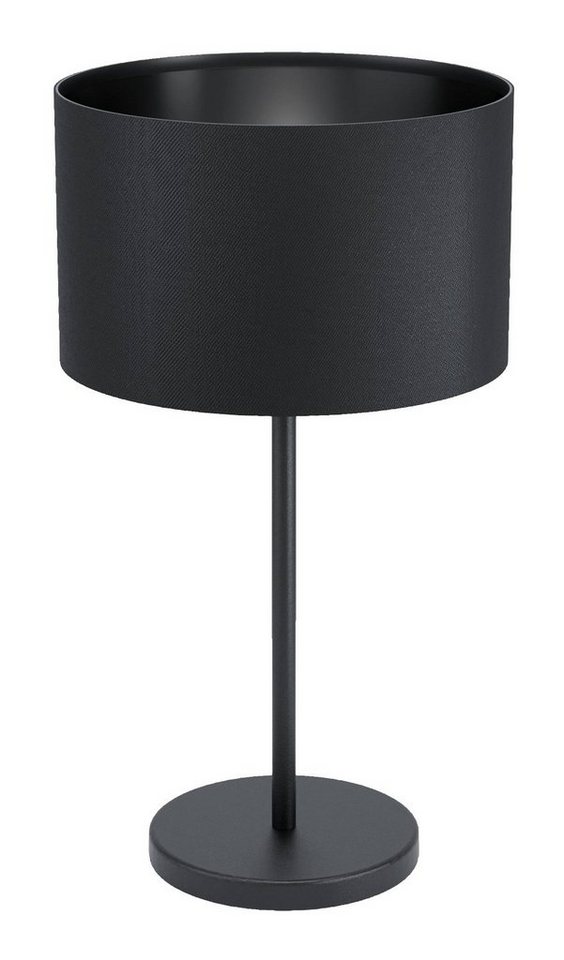 EGLO Tischleuchte Tischlampe MASERLO, 1-flammig, H 41 cm, Schwarz, ohne  Leuchtmittel, Stahl, Textilschirm