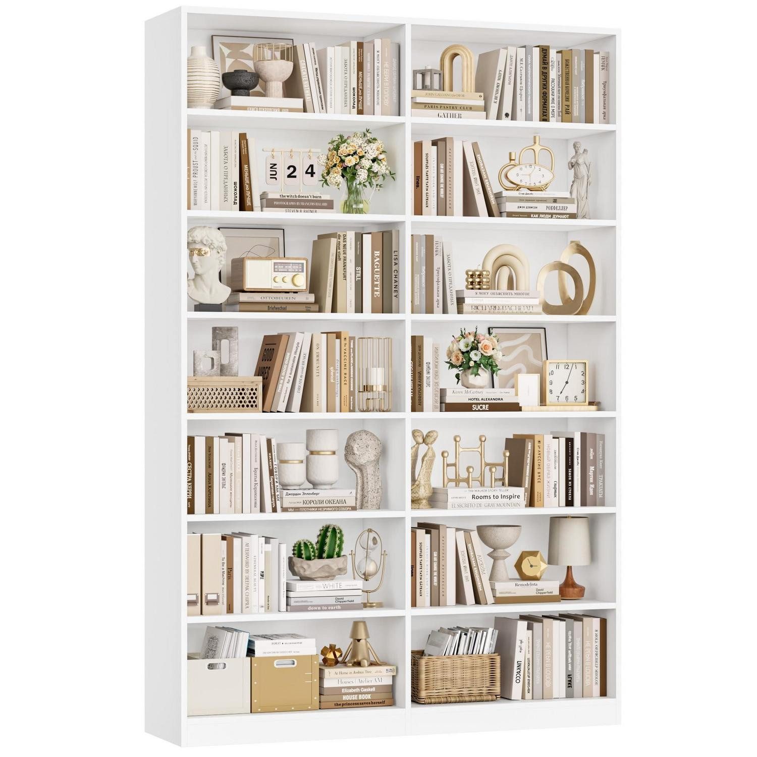 LuxusKollektion Bücherregal Bücherregal 212cm hoch 14 Fächer weiß