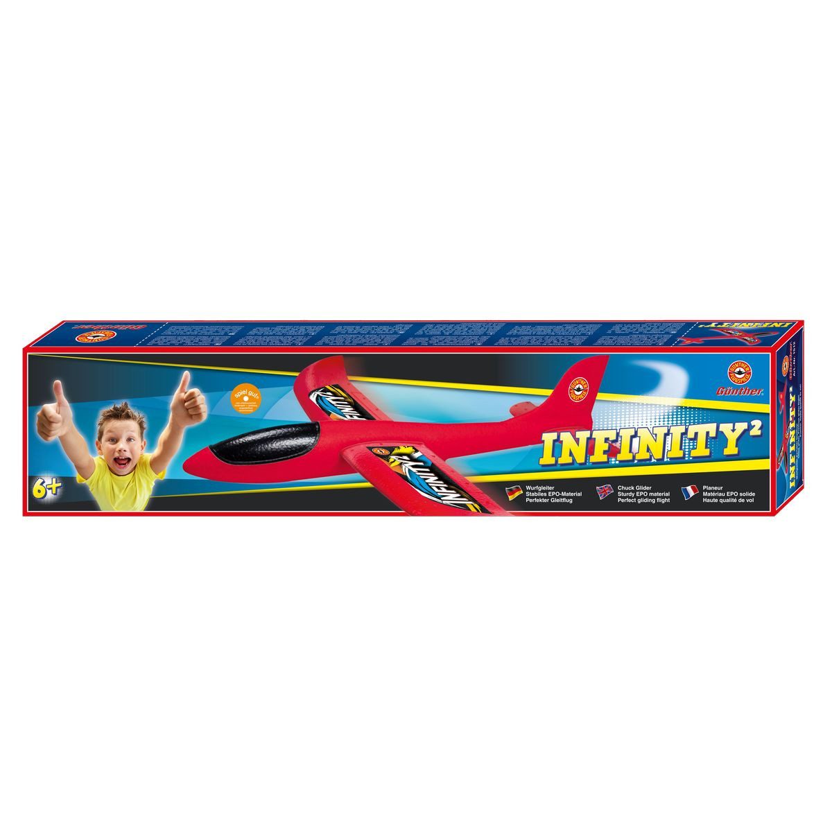 Günther Flugspiele 1508 – Visor Wurfgleiter Aus EPP-Schaum, 36x35 Cm, Für Kinder Ab 4 Jahren, Perfekt Fürs Freispiel