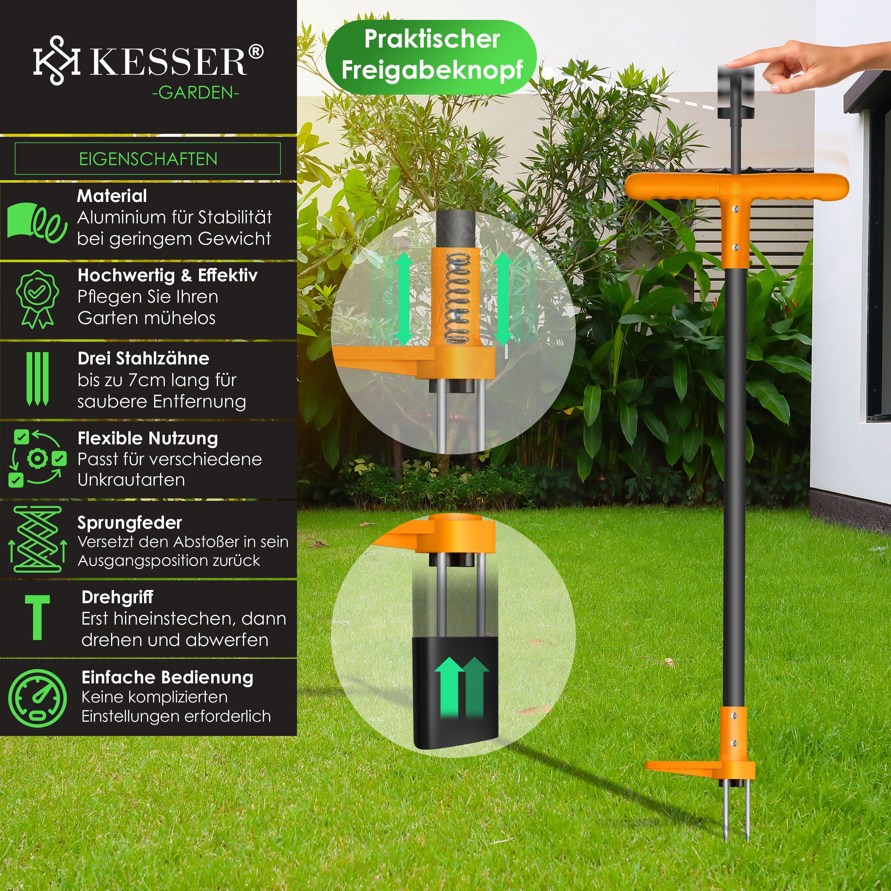 KESSER Gartenhacke, Unkrautstecher mit Stiel Unkrautentferner günstig online kaufen