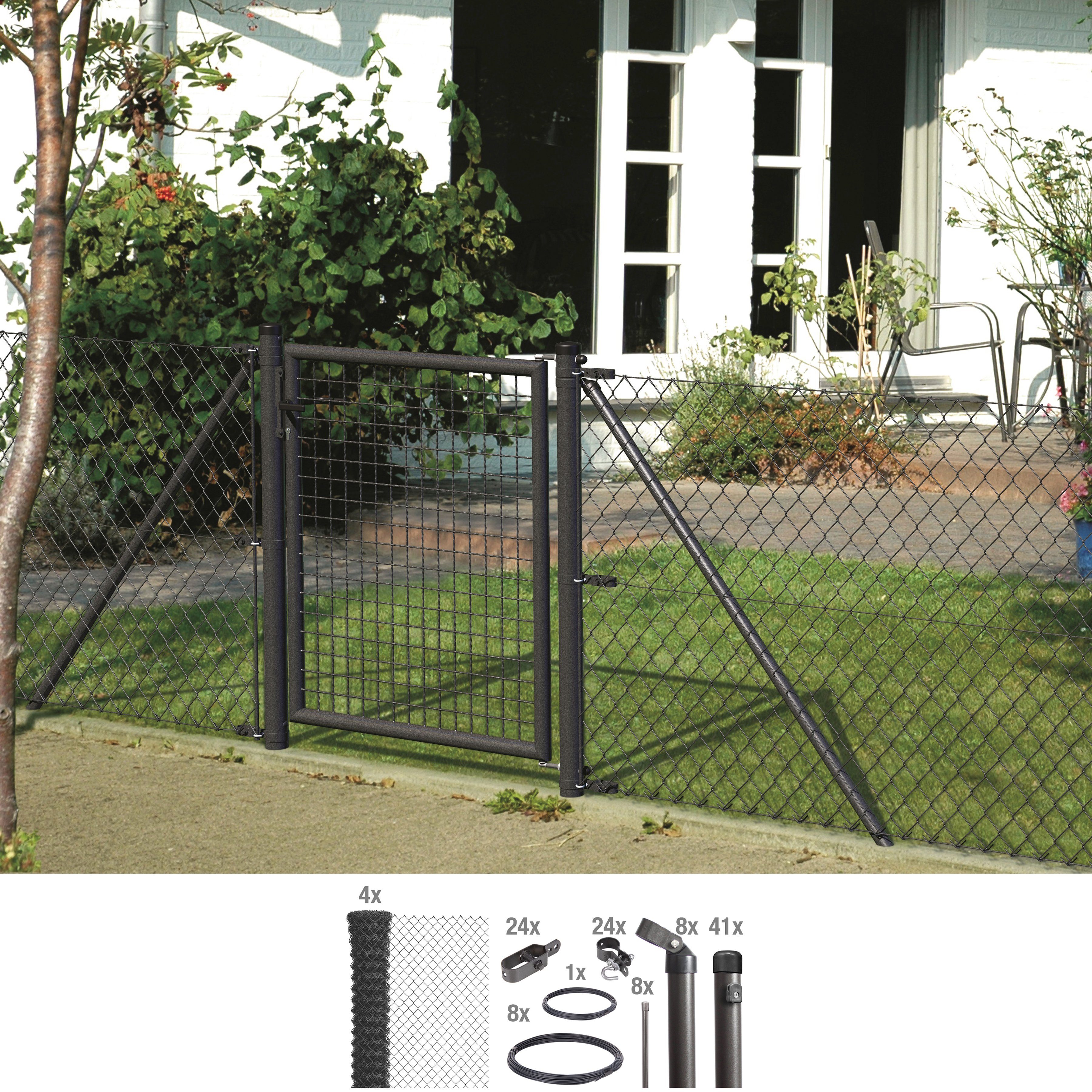 GAH Alberts Maschendrahtzaun, (Set, mit Pfosten), 125 cm hoch, 4