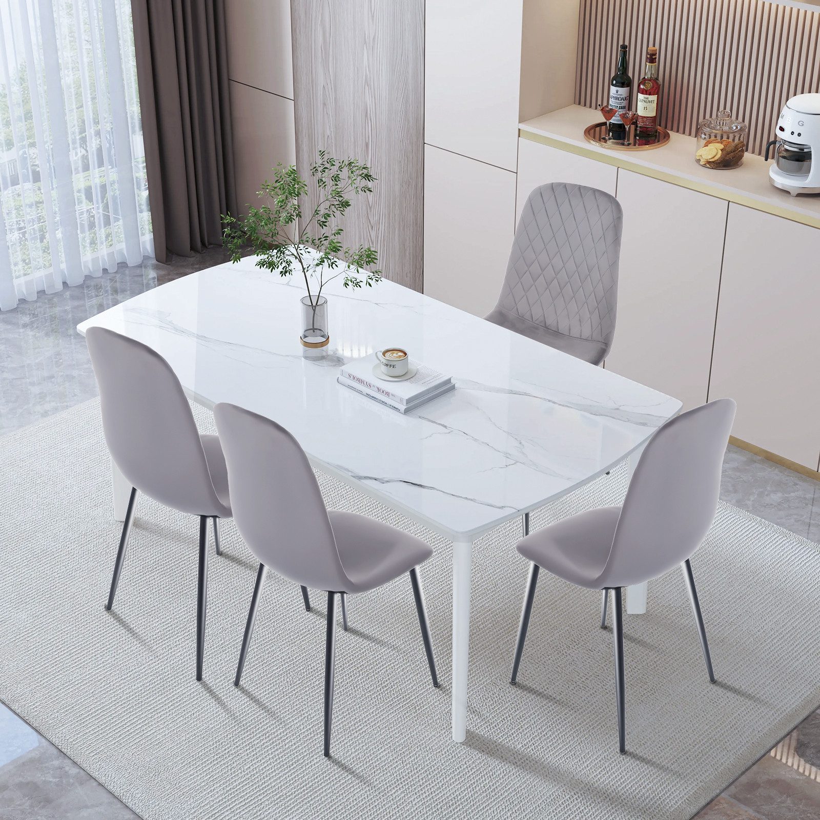 oyajia Esszimmerstuhl Stuhlset – Polsterstühle, Moderner Küchenstuhl. Samt (Metallgestell, 4 St), Küchenstuhl, Samt,Polsterstuhl, bis 150 kg, ERGONOMISCHES DESI – Bild 3 von 5