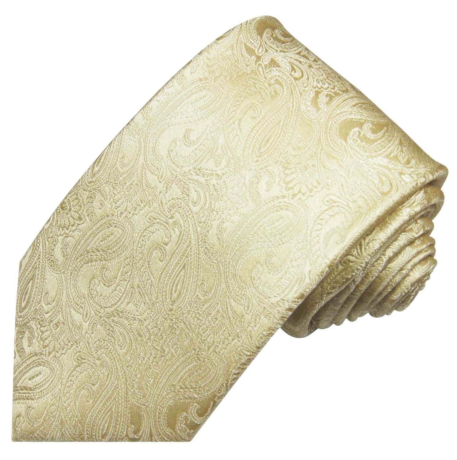 Paul Malone Krawatte Elegante Hochzeitskrawatte Herren Schlips paisley  brokat 100% Seide Schmal (6cm), creme 2112