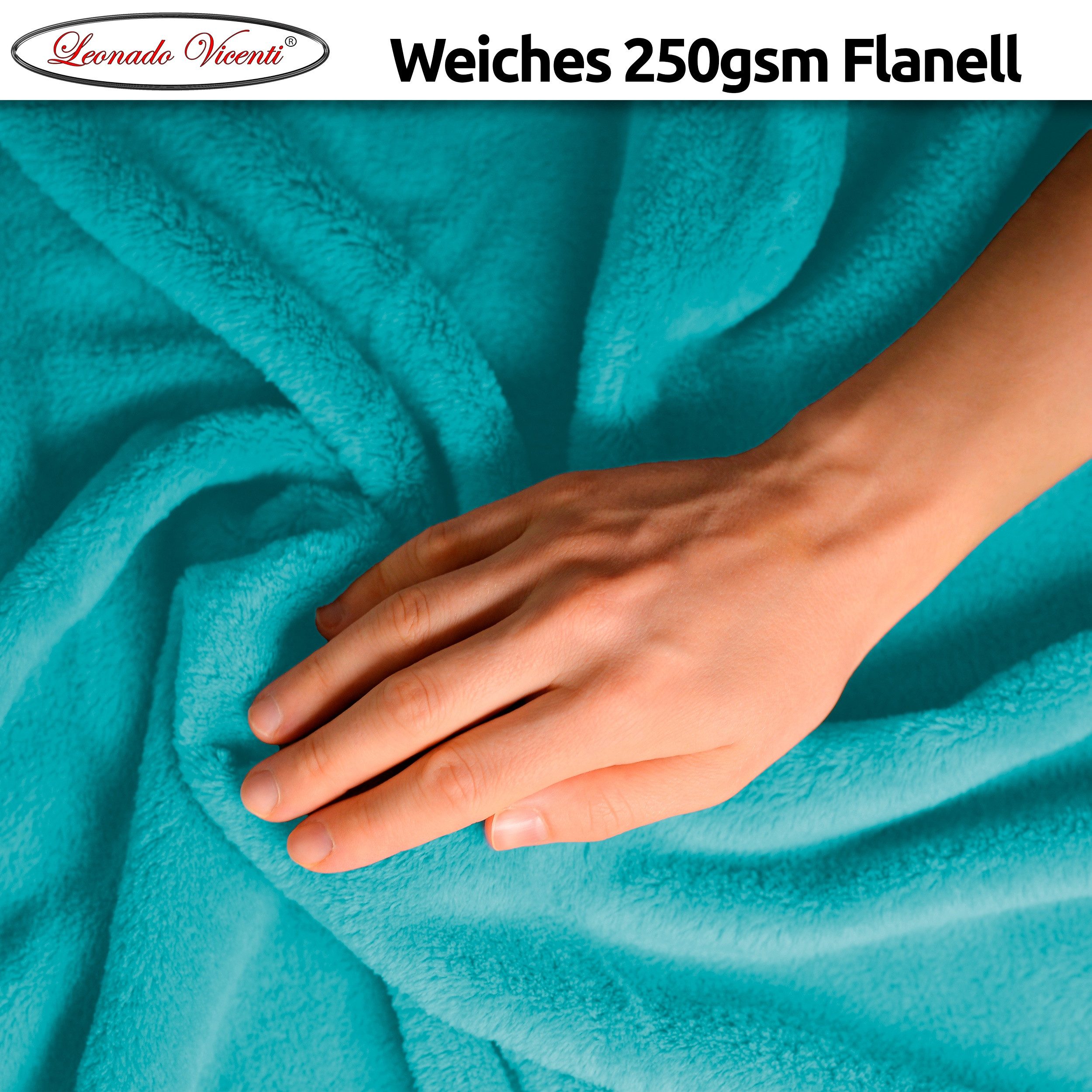 Wohndecke kuschelig warm, 2er Pack 150x200, Leonado Vicenti, Kuscheldecke flauschig weich, Einfarbig,2er Set – Bild 3 von 5