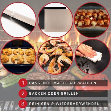 Best Direct® Backmatte Handy Roast®, Fiberglas (Spar Set, 2-tlg., 1er oder 2er Pack), Set wiederverwendbare Backmatte und Grillmatte, zuschneidbar