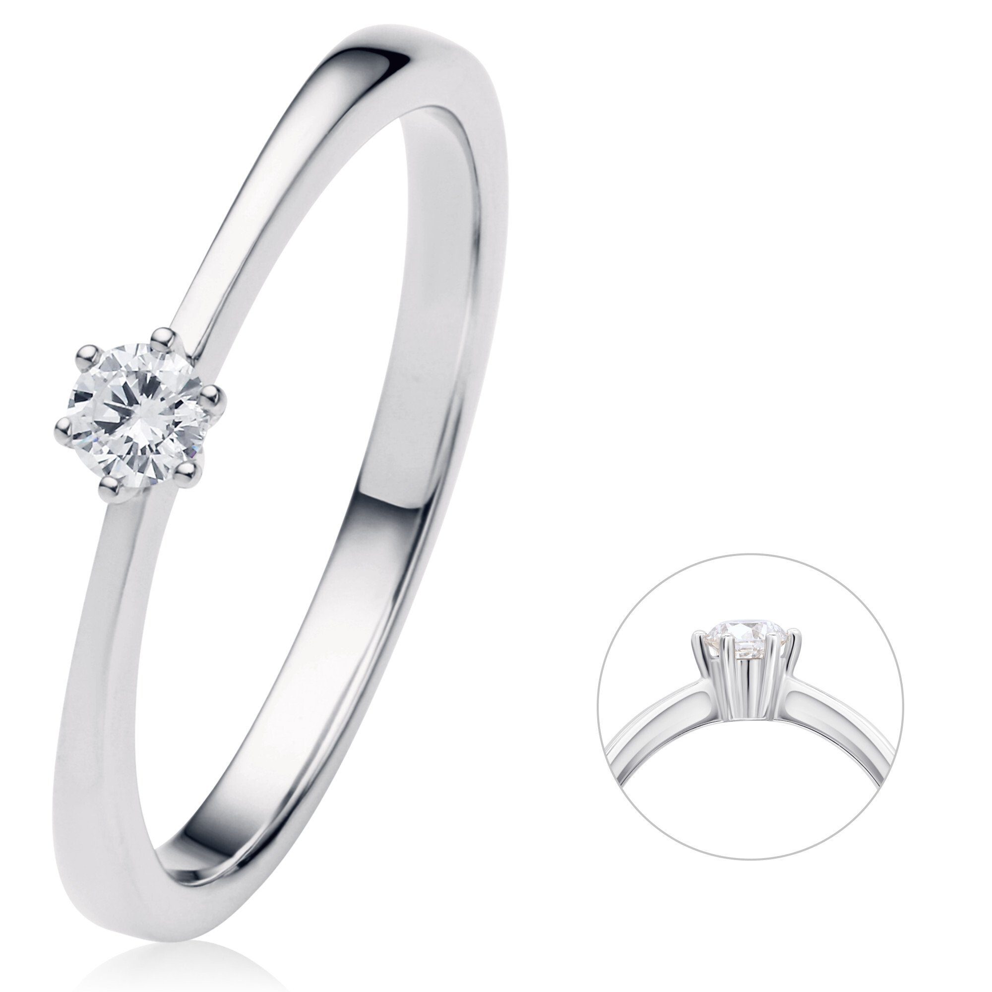 ONE ELEMENT Diamantring 0.1 ct Diamant Brillant Ring aus 950 Platin, Damen Platin Schmuck