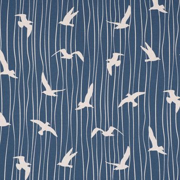 Vorhang SCHÖNER LEBEN. Vorhang Iconic Seagull Stripe Möwen Streifen blau weiß, SCHÖNER LEBEN., Smokband (1 St), blickdicht, Baumwolle, handmade, made in Germany, vorgewaschen