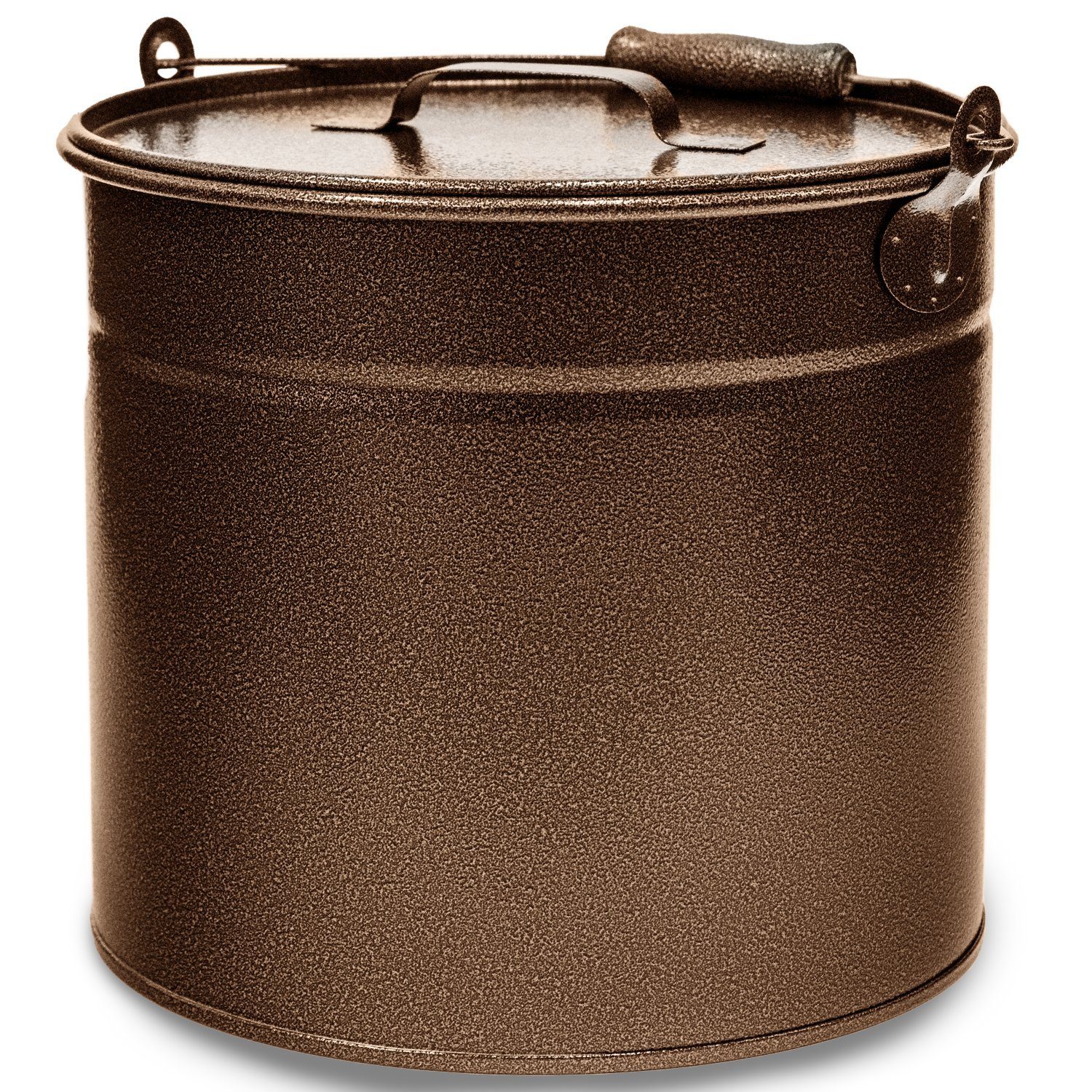 Landshop24 Mülleimer Eimer Metall Ascheeimer verzinkt Kupfer-Antik 15 Liter, Stahlblech pulverlackiert Eimer mit Deckel