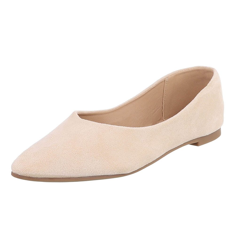 Ital-Design Elegante Ballerinas für Damen – Komfortabel & zeitlos Ballerina (91554629) Blockabsatz Klassische Ballerinas in Beige