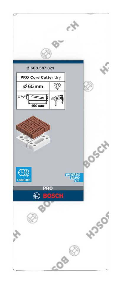Thumbnail - BOSCH Bohrkrone Pro Core Cutter dry, Ø 65 mm, Diamanttrockenbohrkrone, 65 x 150 mm, G 1/2 Zoll