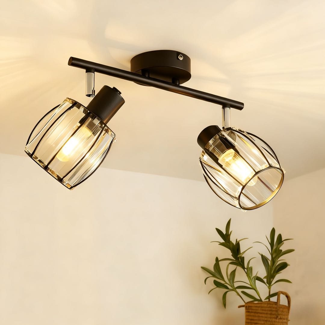 Nettlife Deckenstrahler Kristall Vintage Industrial Deckenspot Schwarz E14 günstig online kaufen