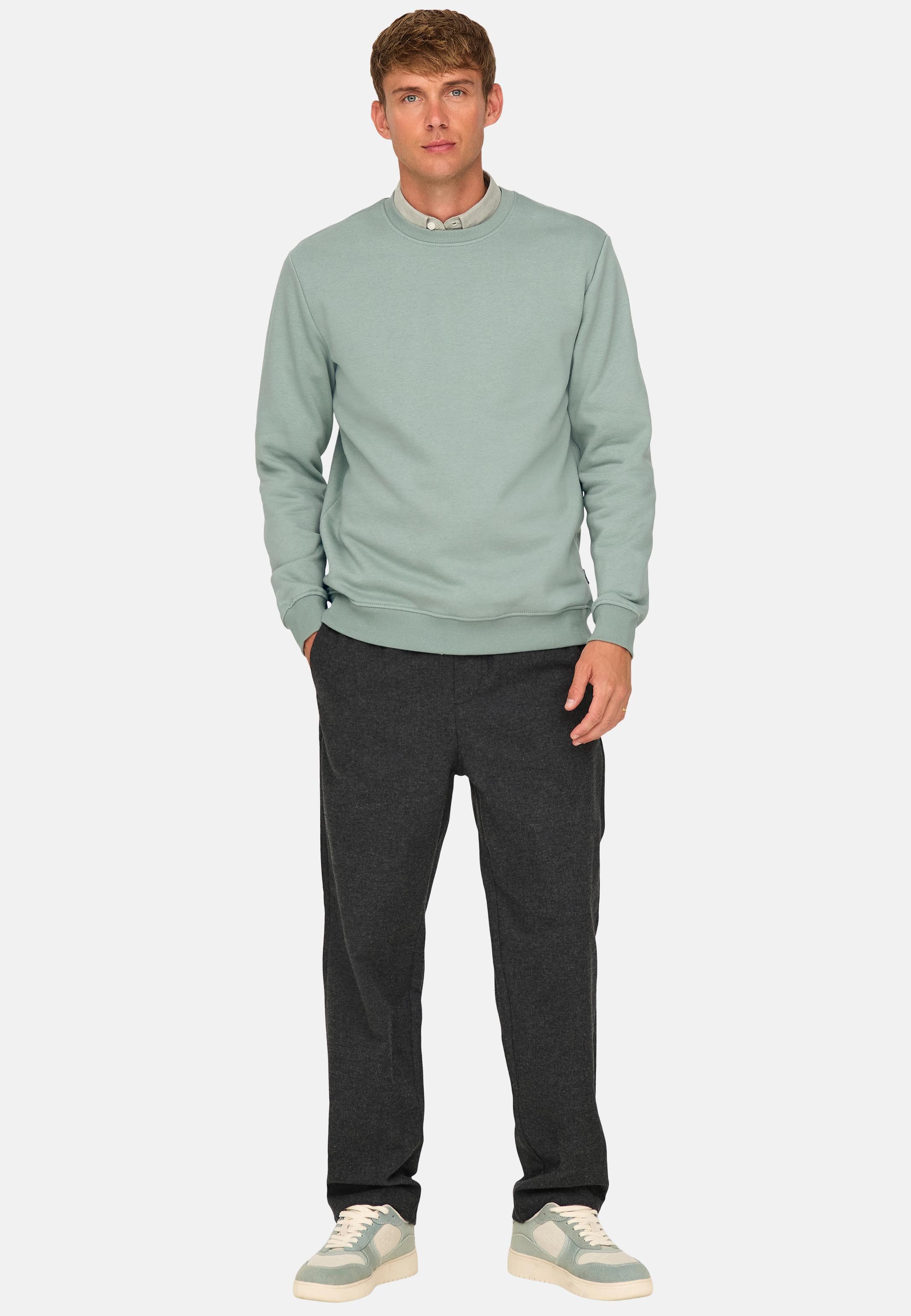 ONLY & SONS Rundhalspullover Connor (1-tlg) Sweatshirt - Baumwolle - Atmungsaktiv - Weiche, gebürstete Innenseite