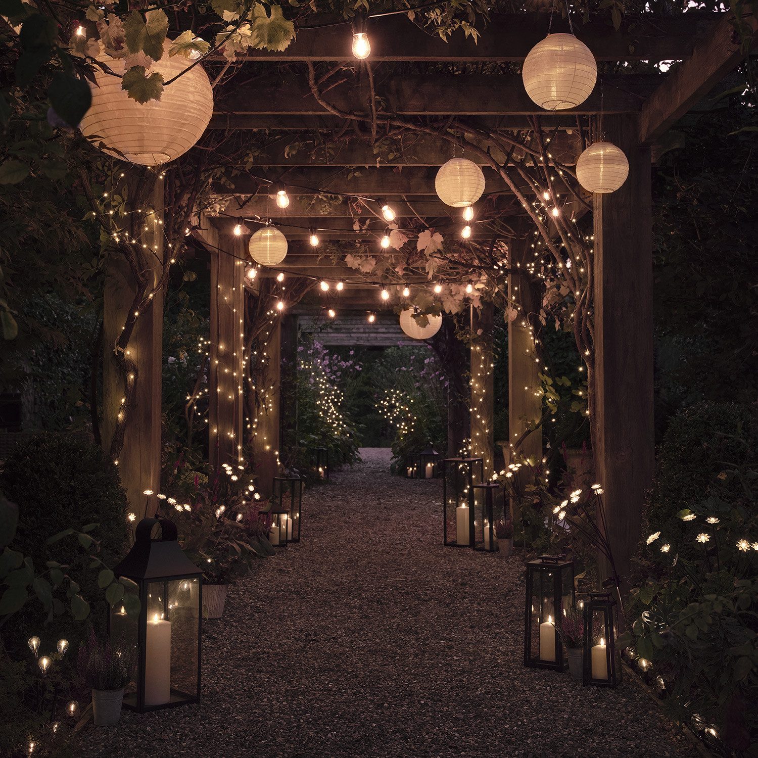 Lights4fun LED Laterne 3er Set LED Solar Lampions weiß